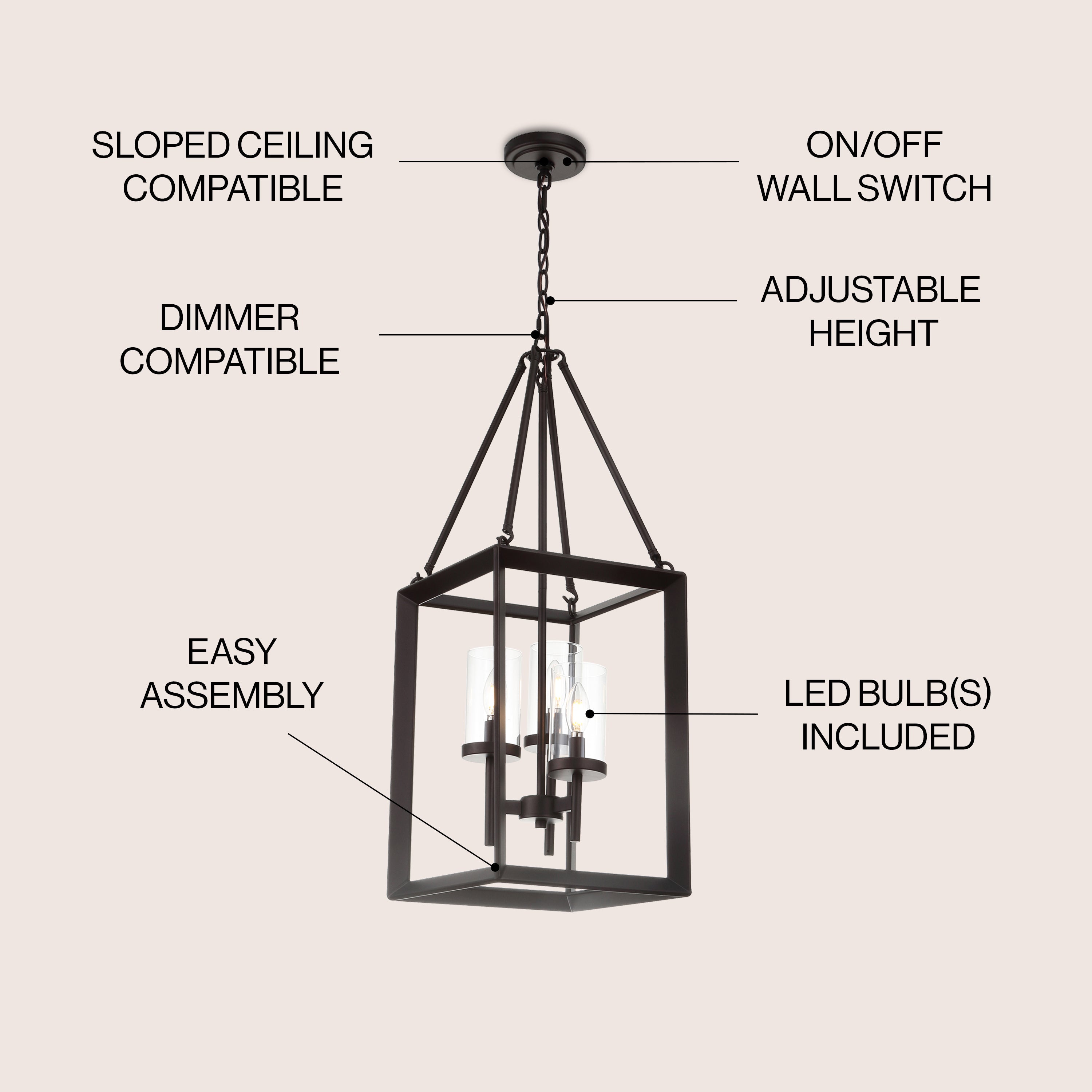 Anna 3-light Metal/Glass LED Pendant