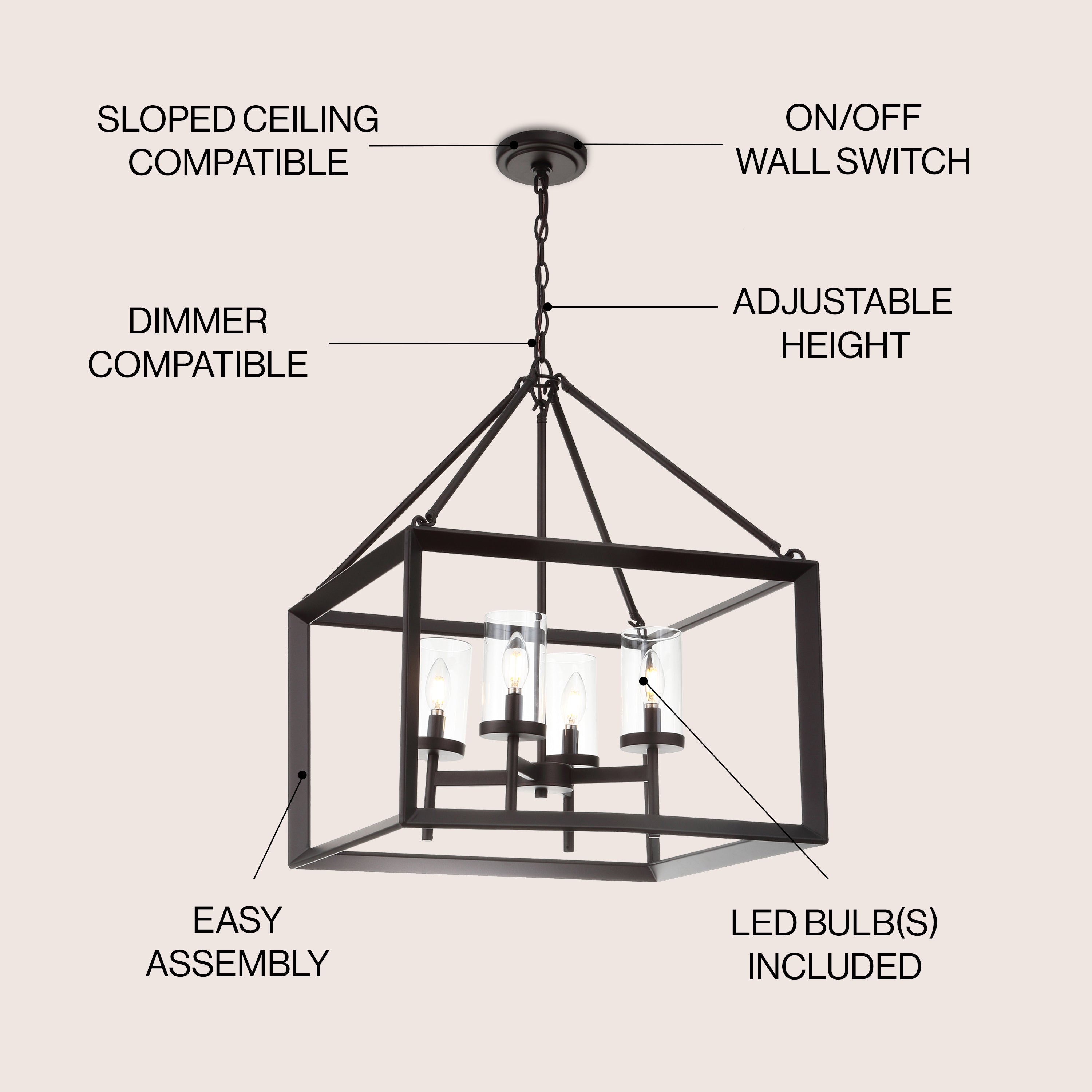 Anna 4-light Metal/Glass LED Pendant