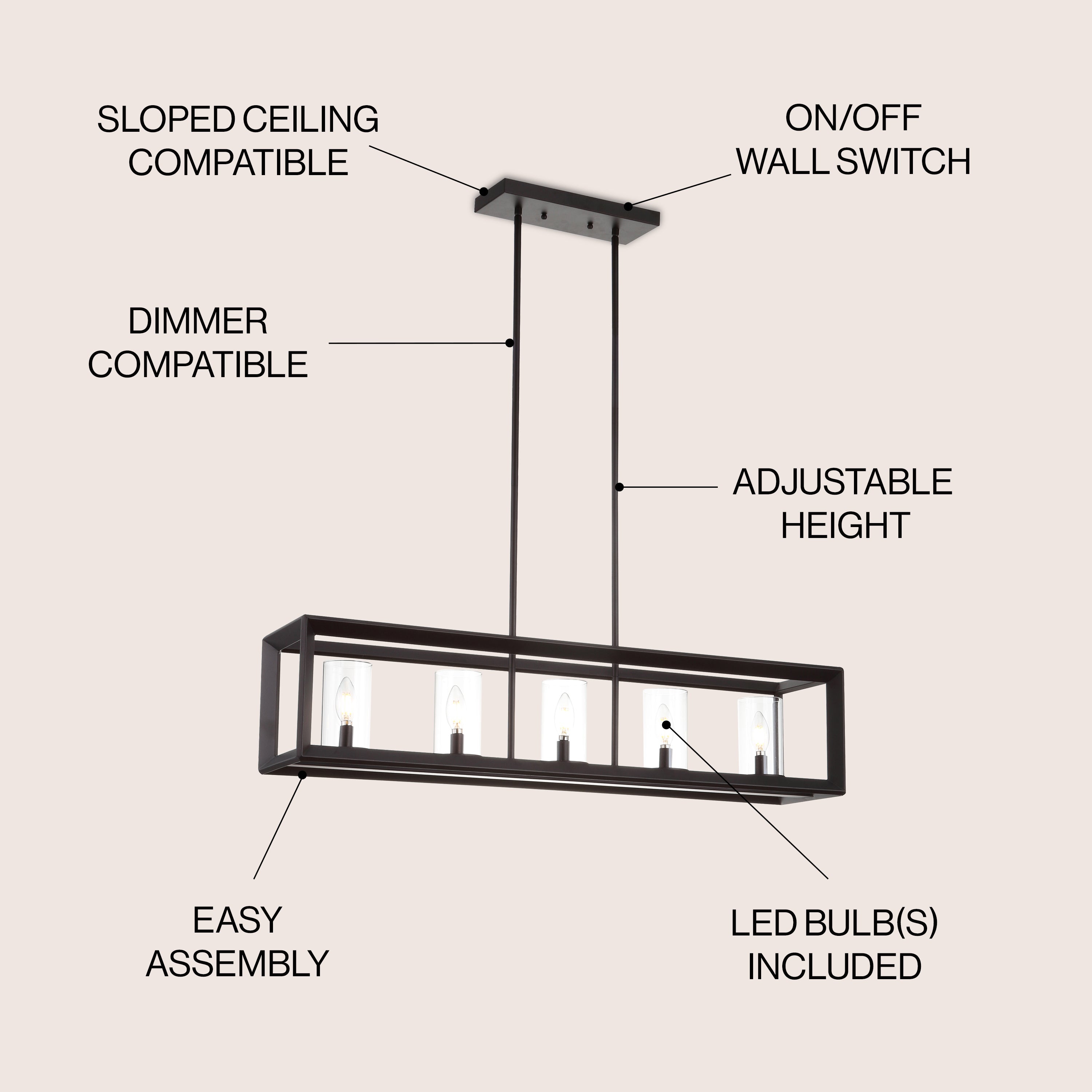 Anna Linear 5-light Metal/Glass LED Pendant