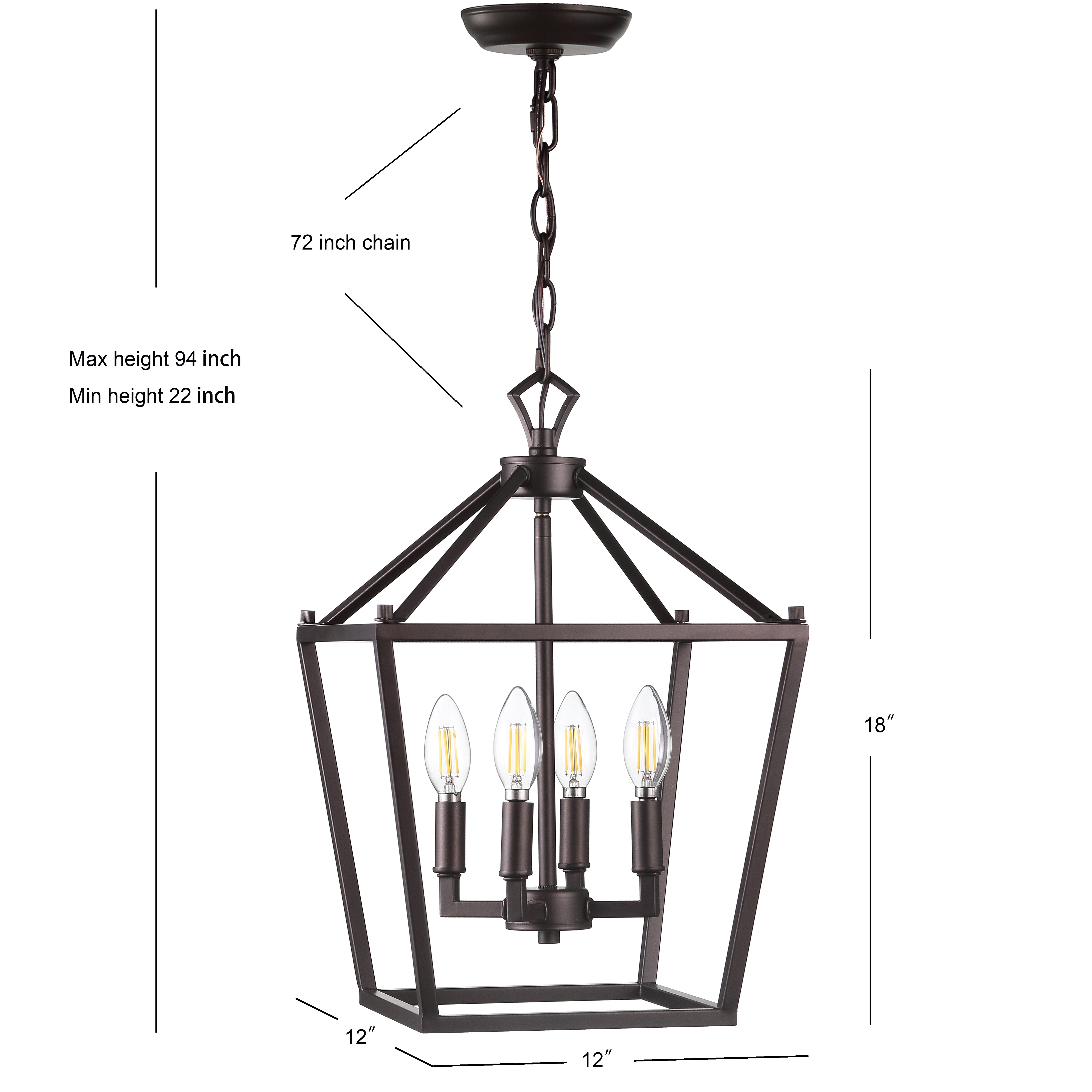 Pagoda 4-Bulb Lantern Metal LED Pendant