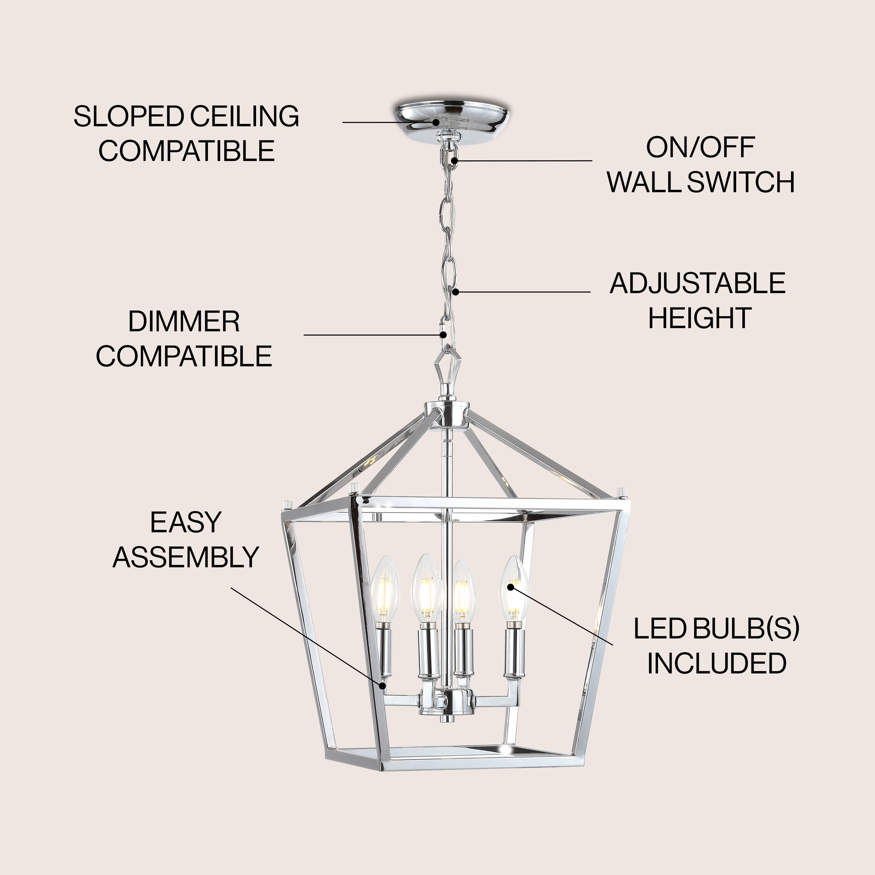 Pagoda 4-Bulb Lantern Metal LED Pendant