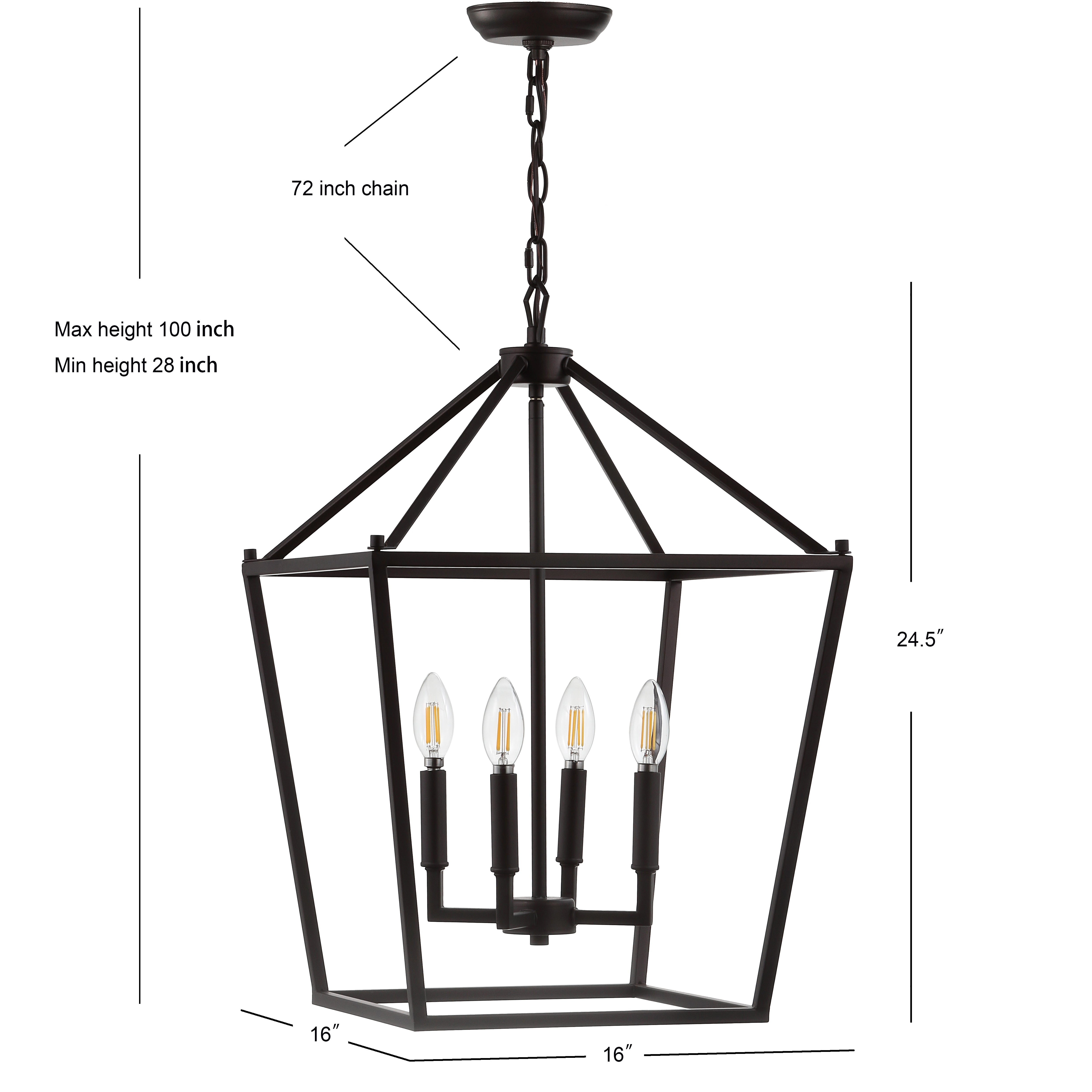 Pagoda 4-Bulb Lantern Metal LED Pendant