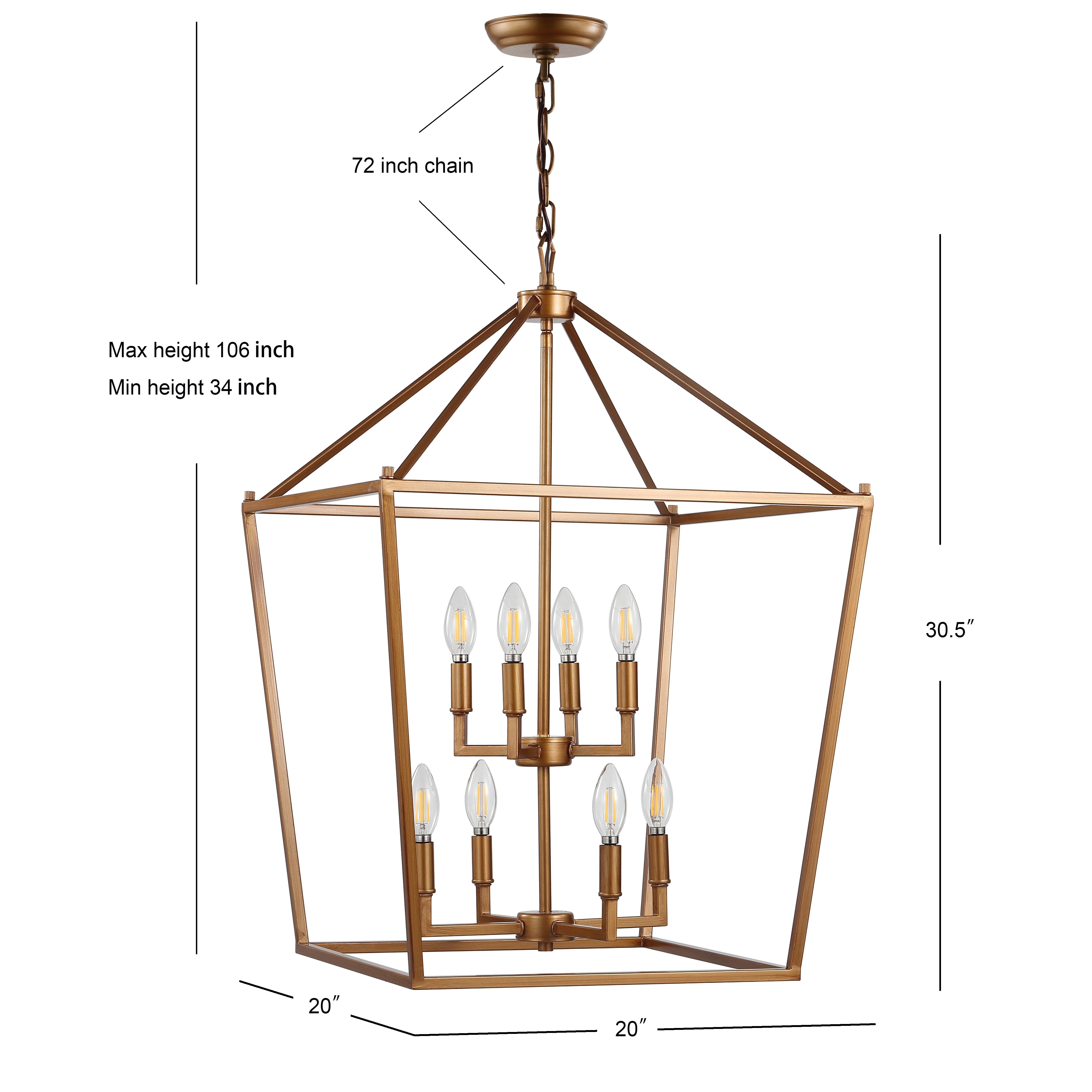 Pagoda 8-Bulb Lantern Metal LED Pendant