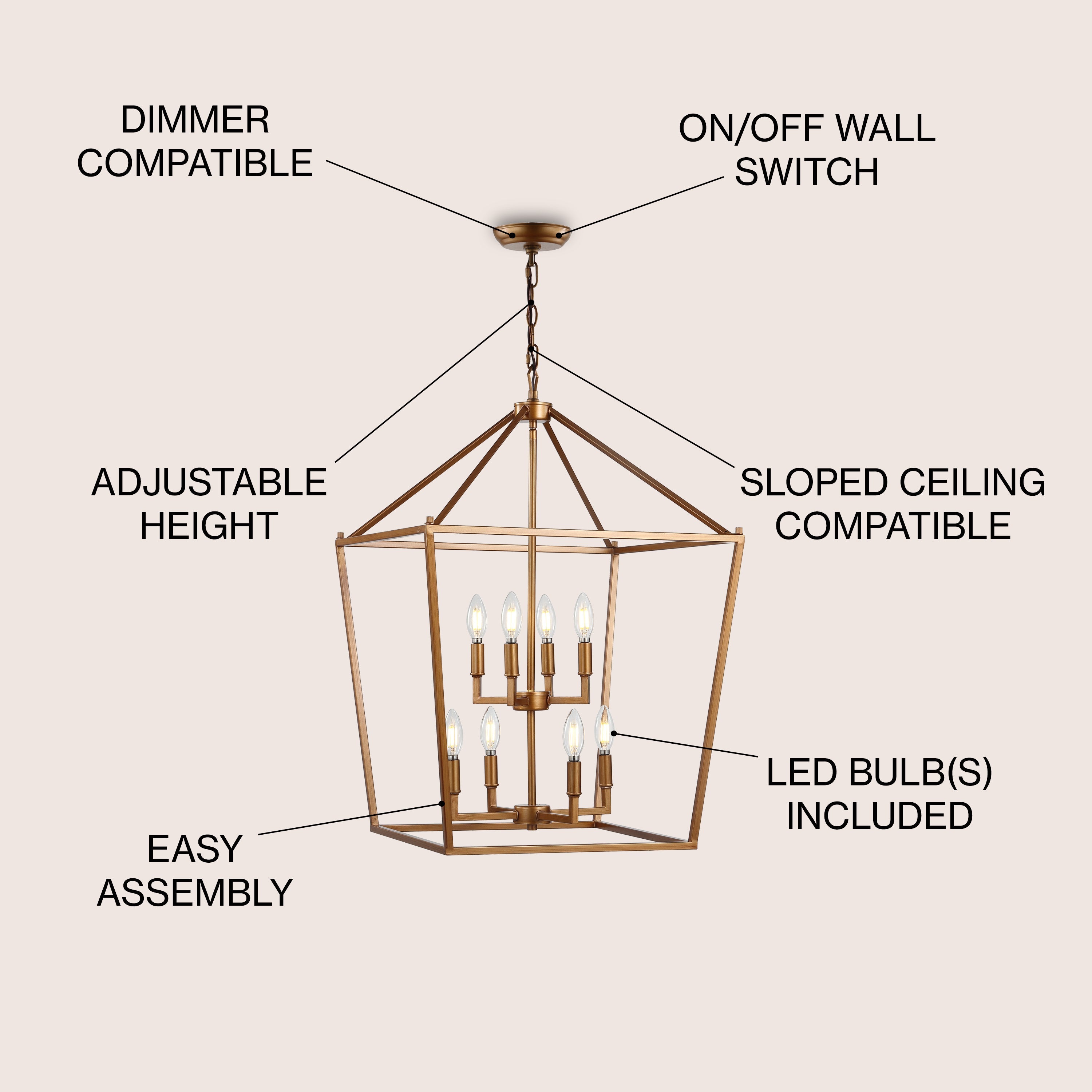 Pagoda 8-Bulb Lantern Metal LED Pendant
