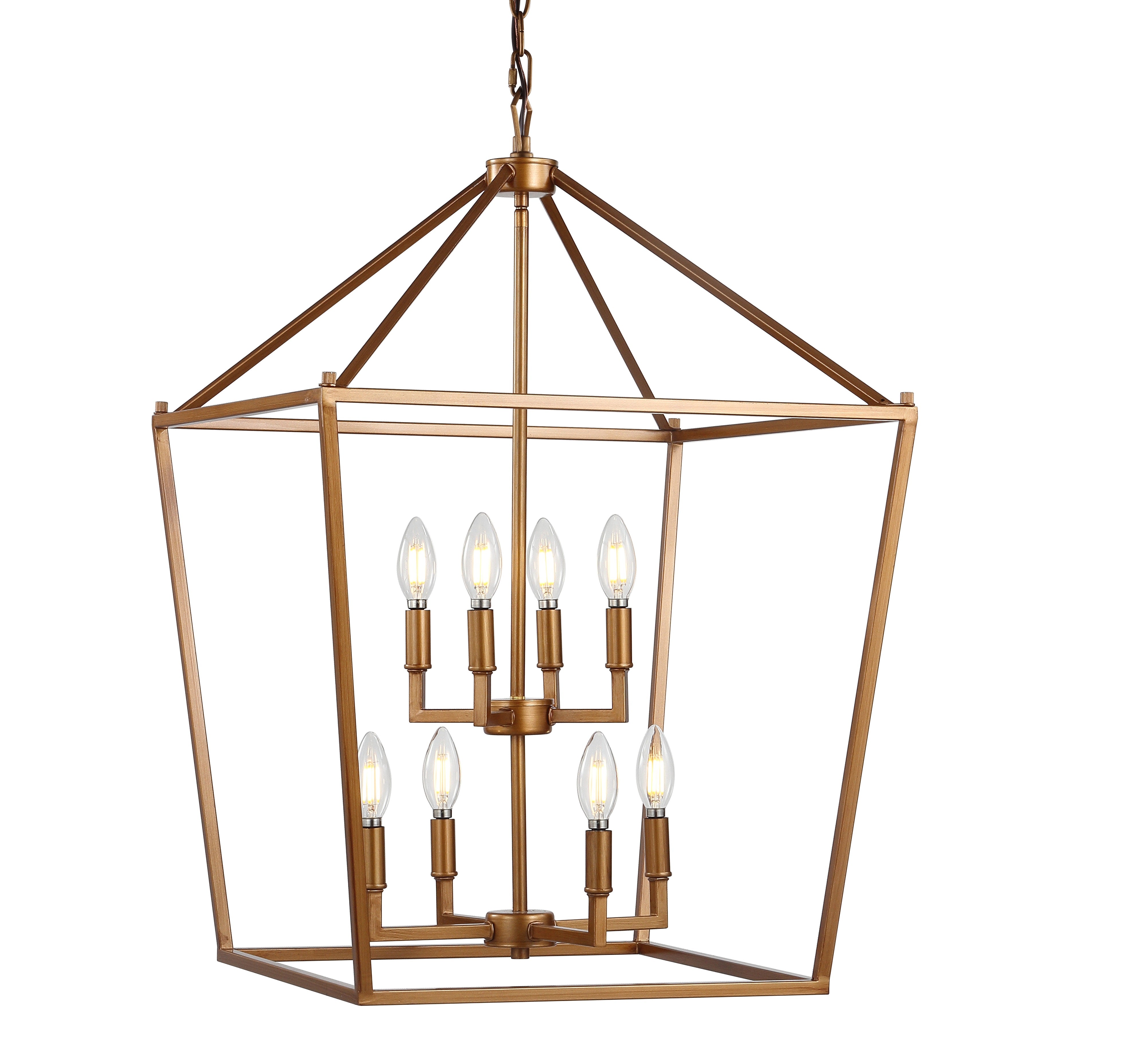 Pagoda 8-Bulb Lantern Metal LED Pendant