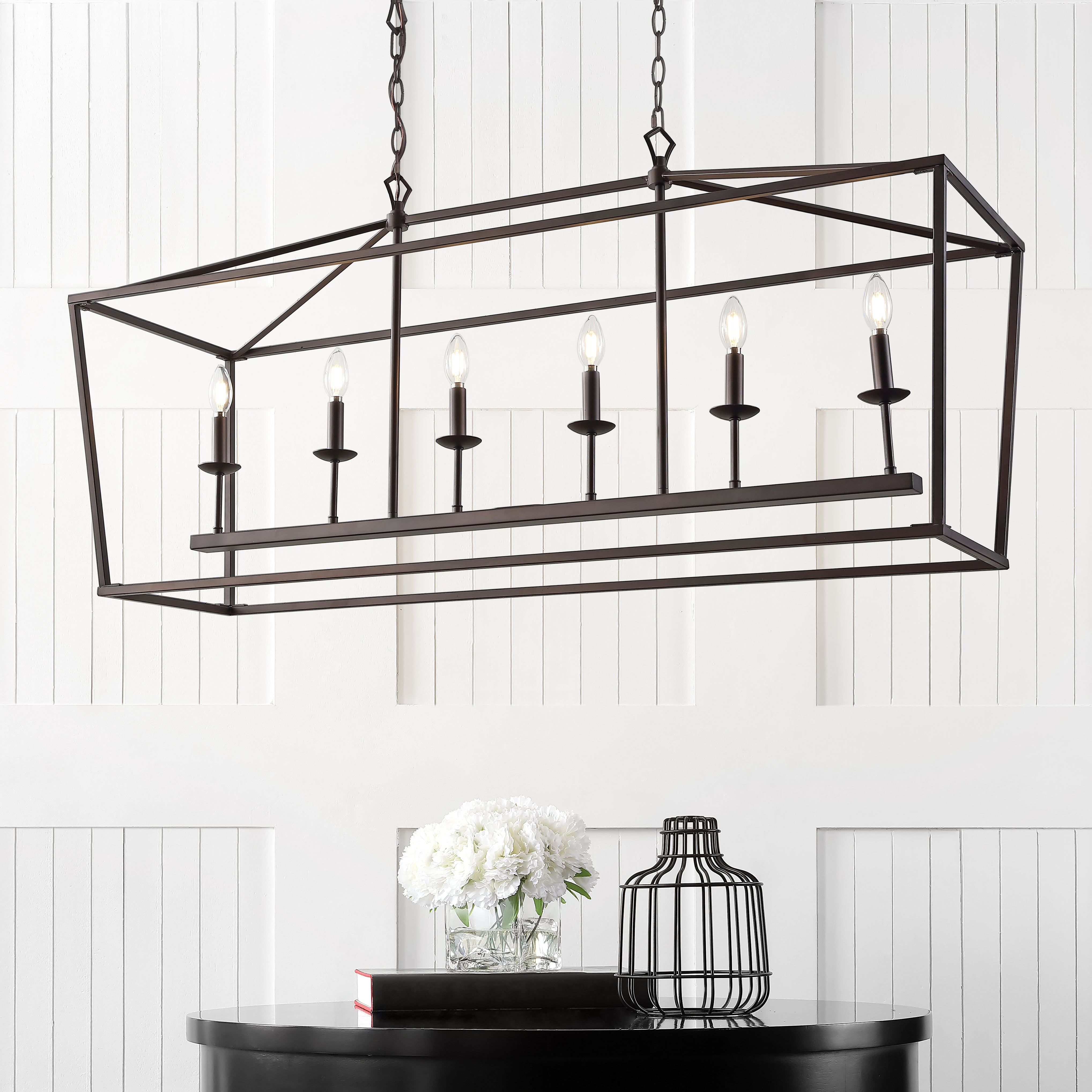 Pagoda Linear 6-Bulb Lantern Metal LED Pendant