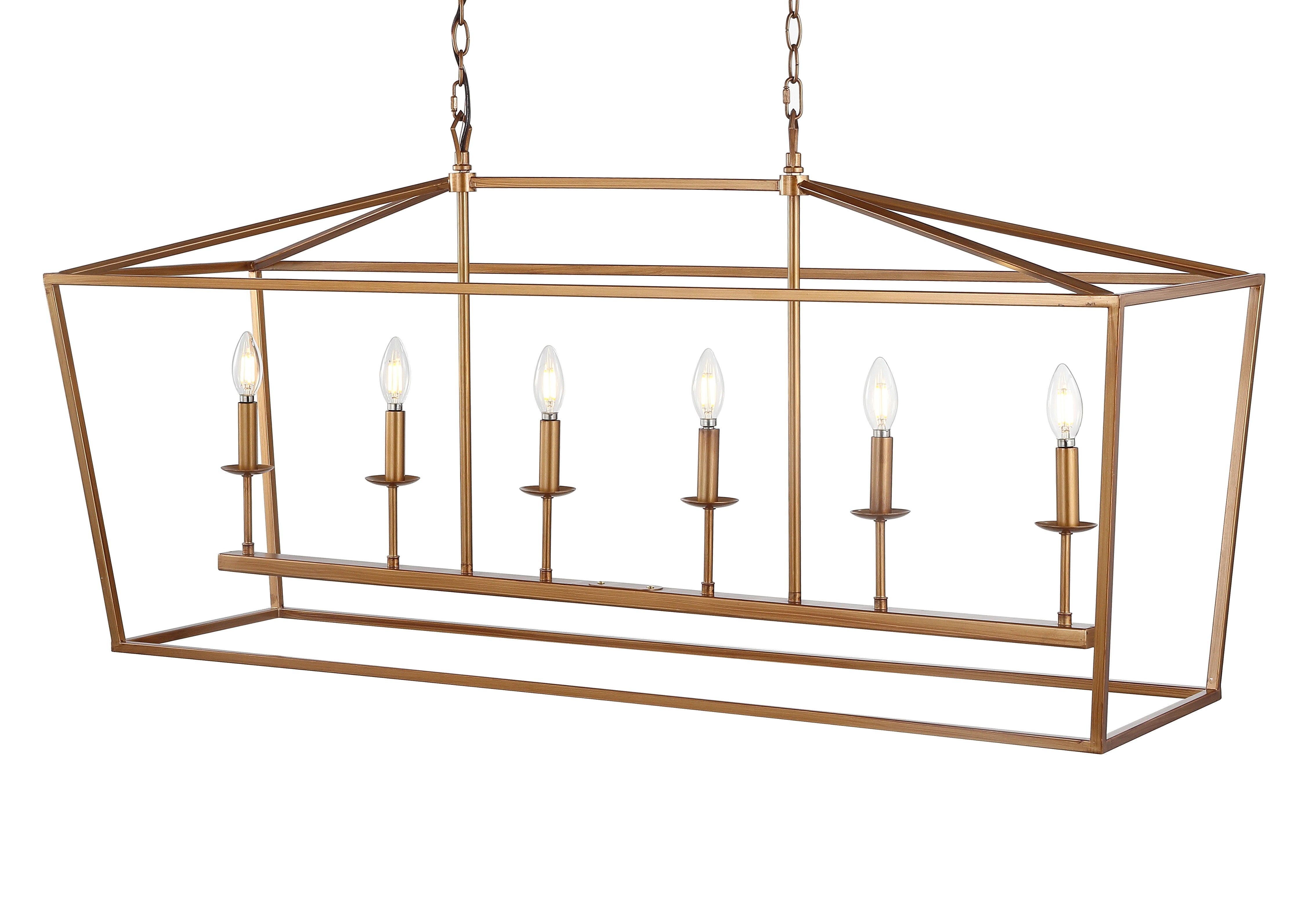 Pagoda Linear 6-Bulb Lantern Metal LED Pendant