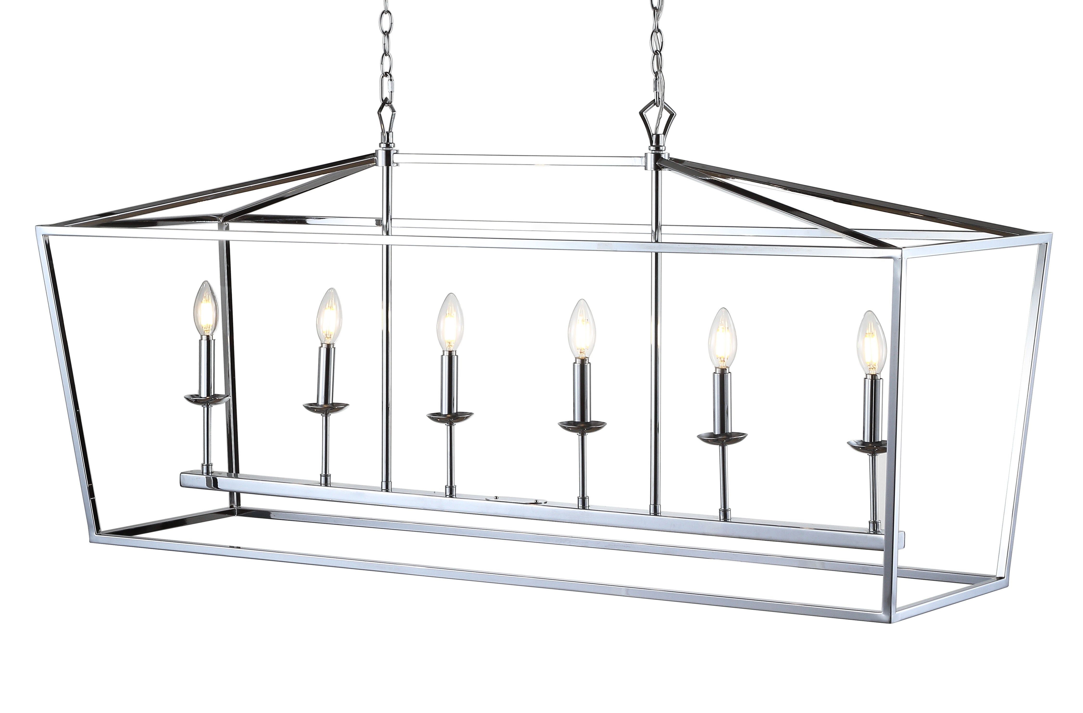 Pagoda Linear 6-Bulb Lantern Metal LED Pendant