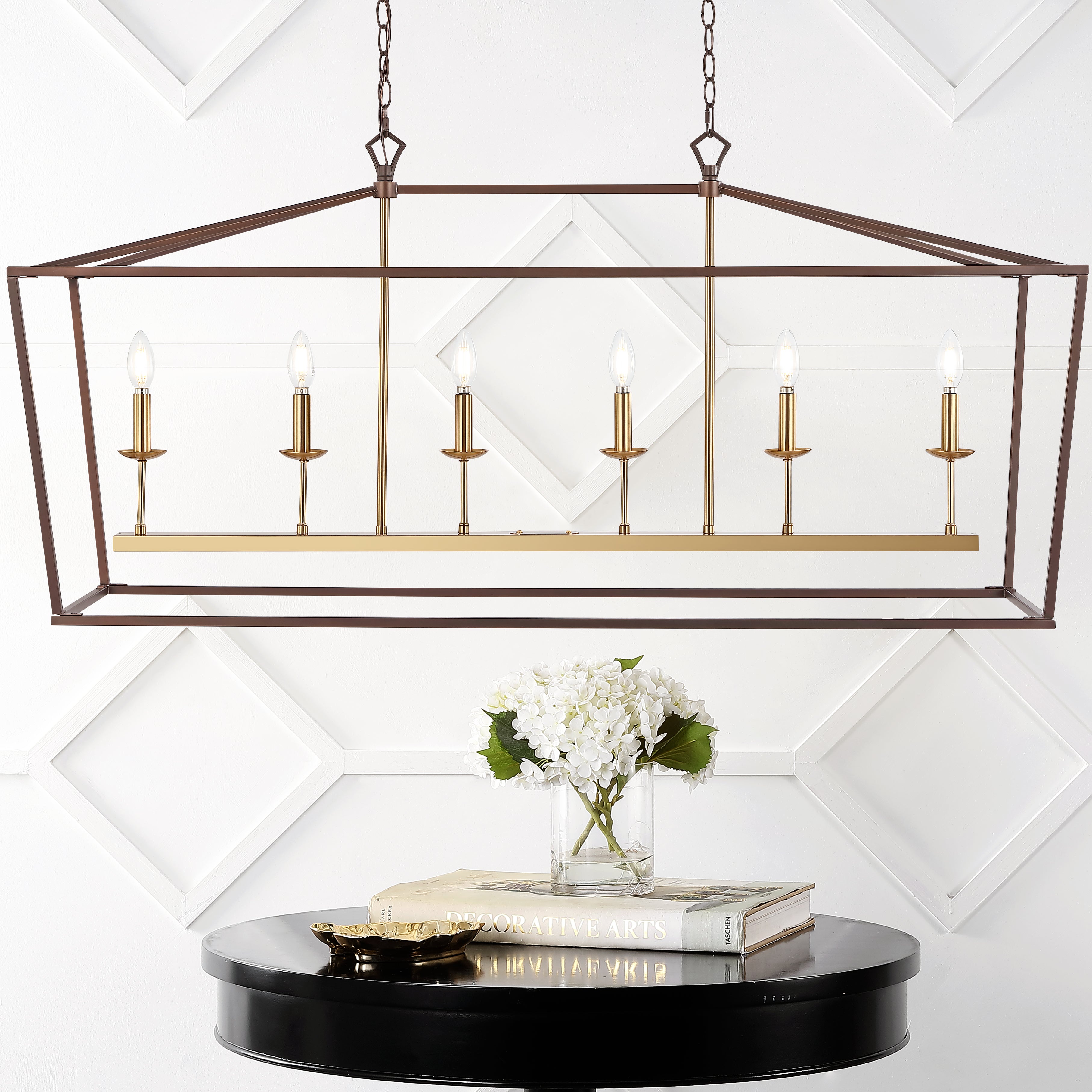 Pagoda Linear 6-Bulb Classic Traditional Metal LED Pendant