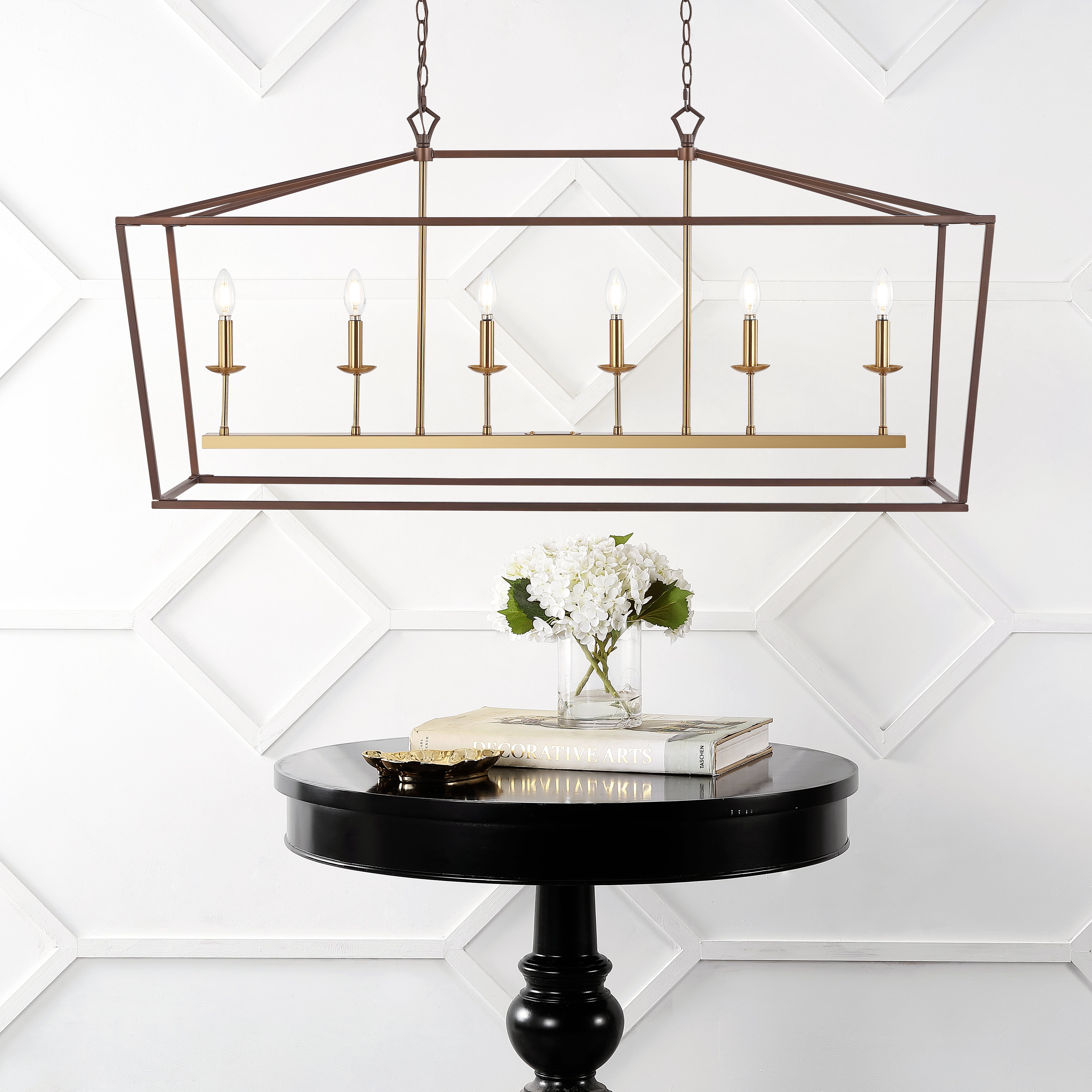 Pagoda Linear 6-Bulb Classic Traditional Metal LED Pendant