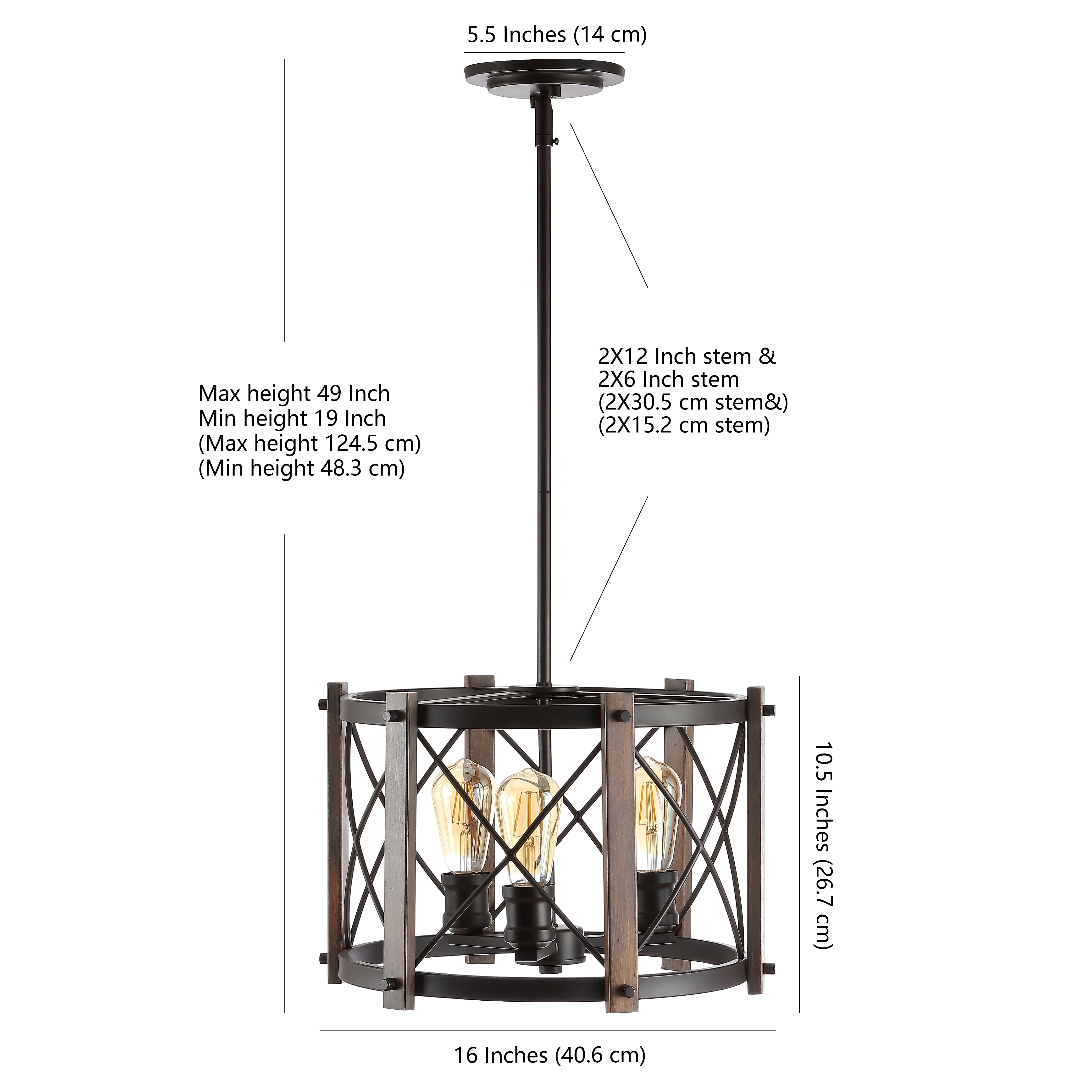 Ferme 3-Light Adjustable Iron Rustic Farmhouse LED Pendant