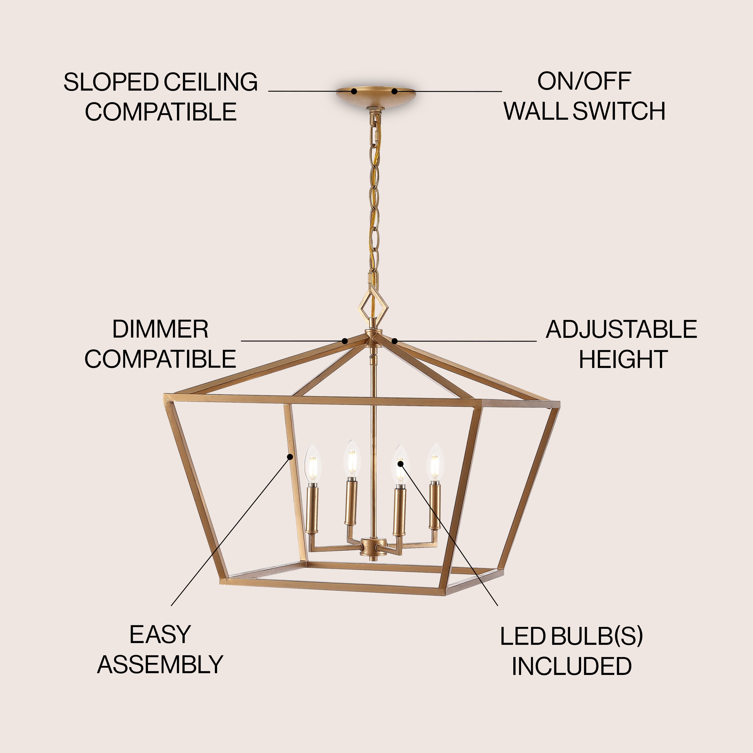 Gatsby 4-Light Adjustable Iron Rustic Glam LED Pendant