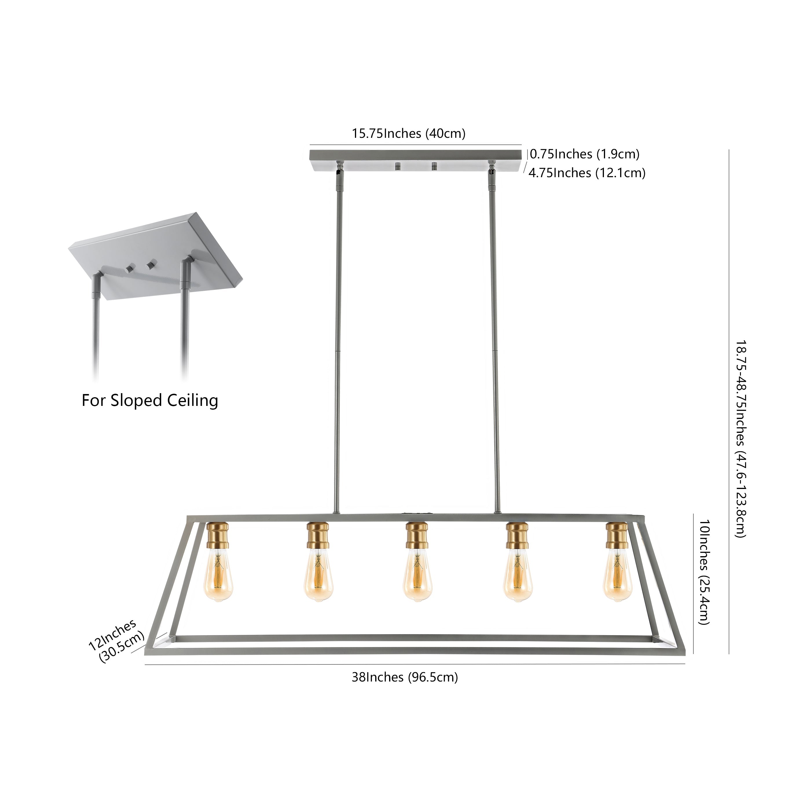 Floyd 5-Light Bohemian Farmhouse Iron Adjustable LED Pendant