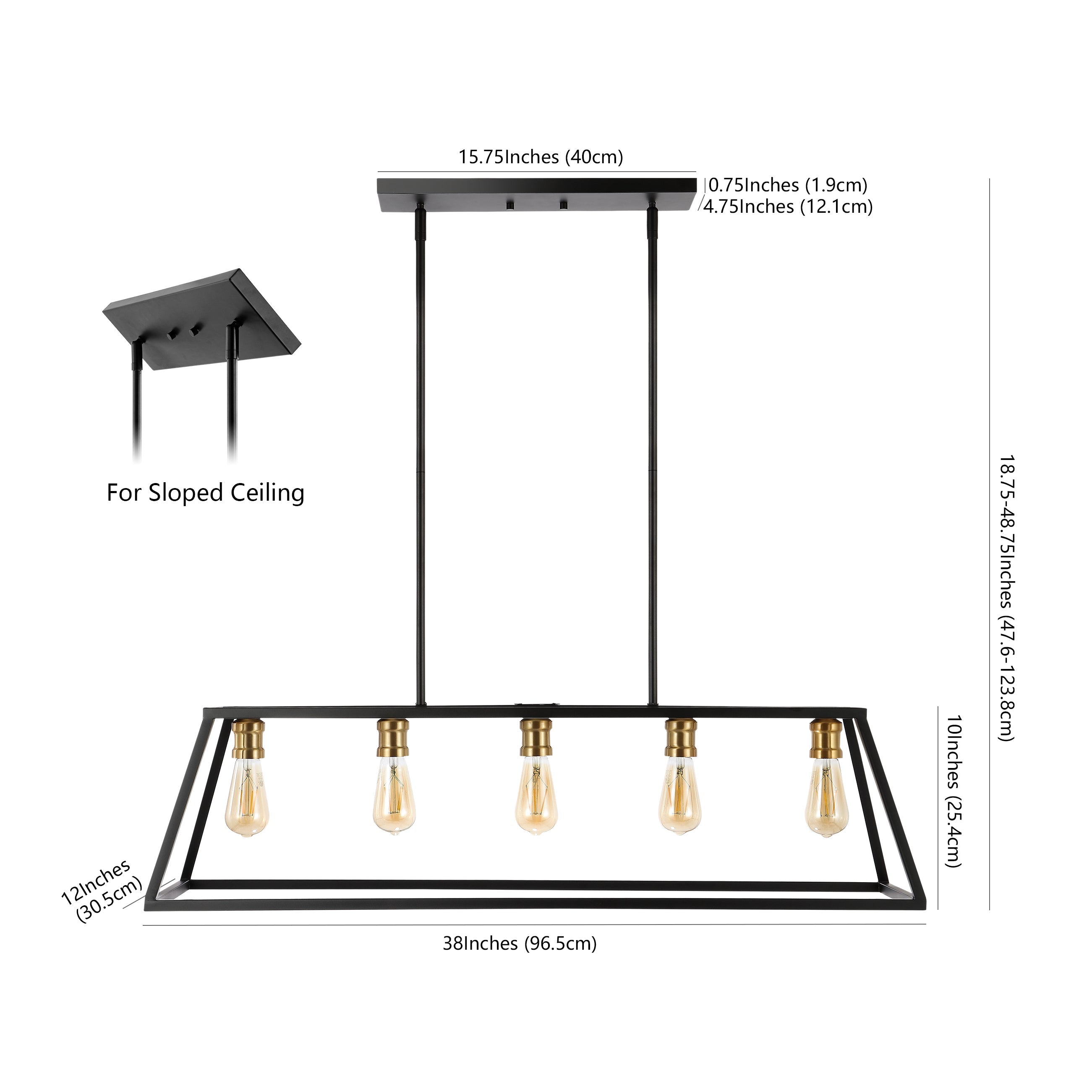 Floyd 5-Light Bohemian Farmhouse Iron Adjustable LED Pendant