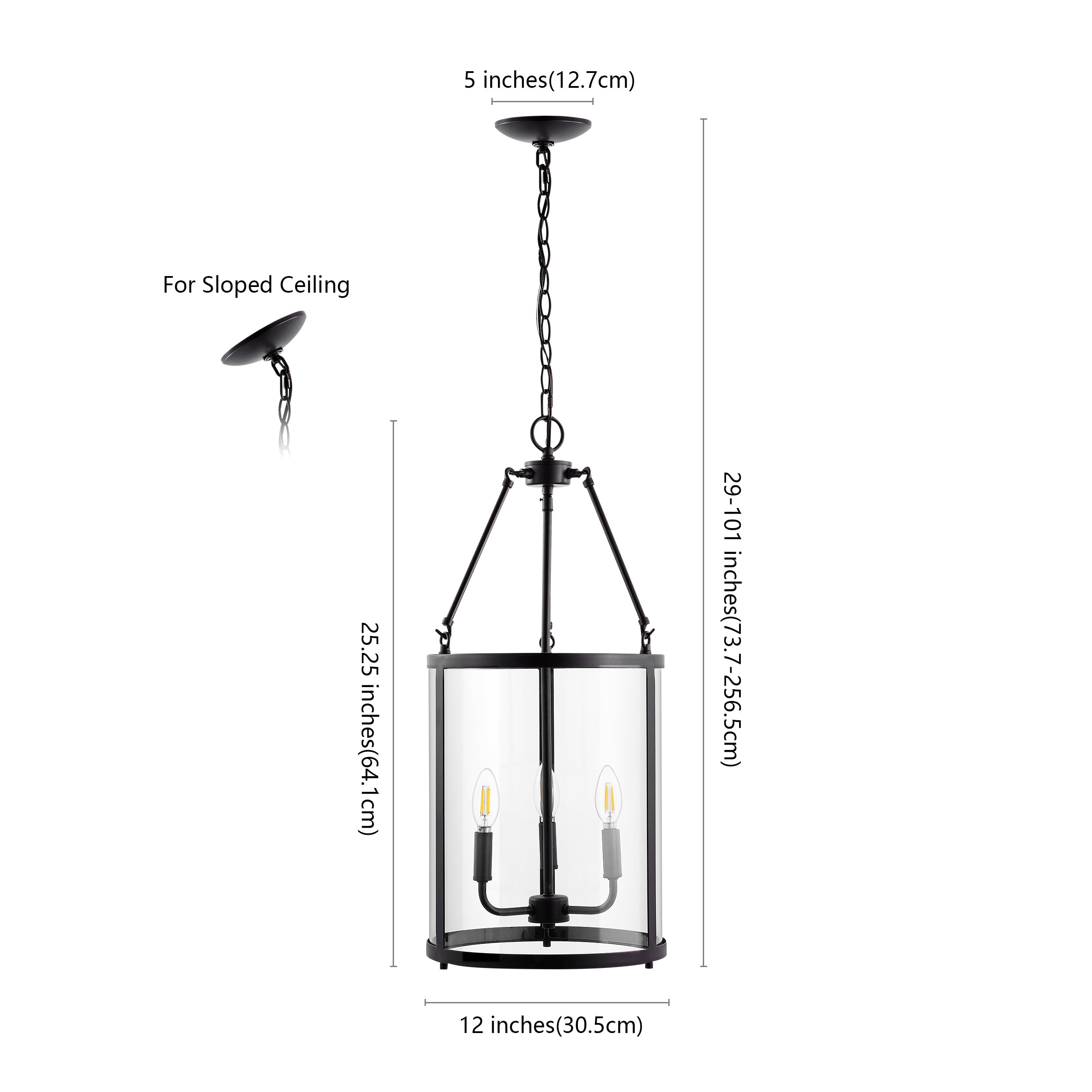 Kinsley 3-Light Industrial Farmhouse Iron/Glass LED Pendant