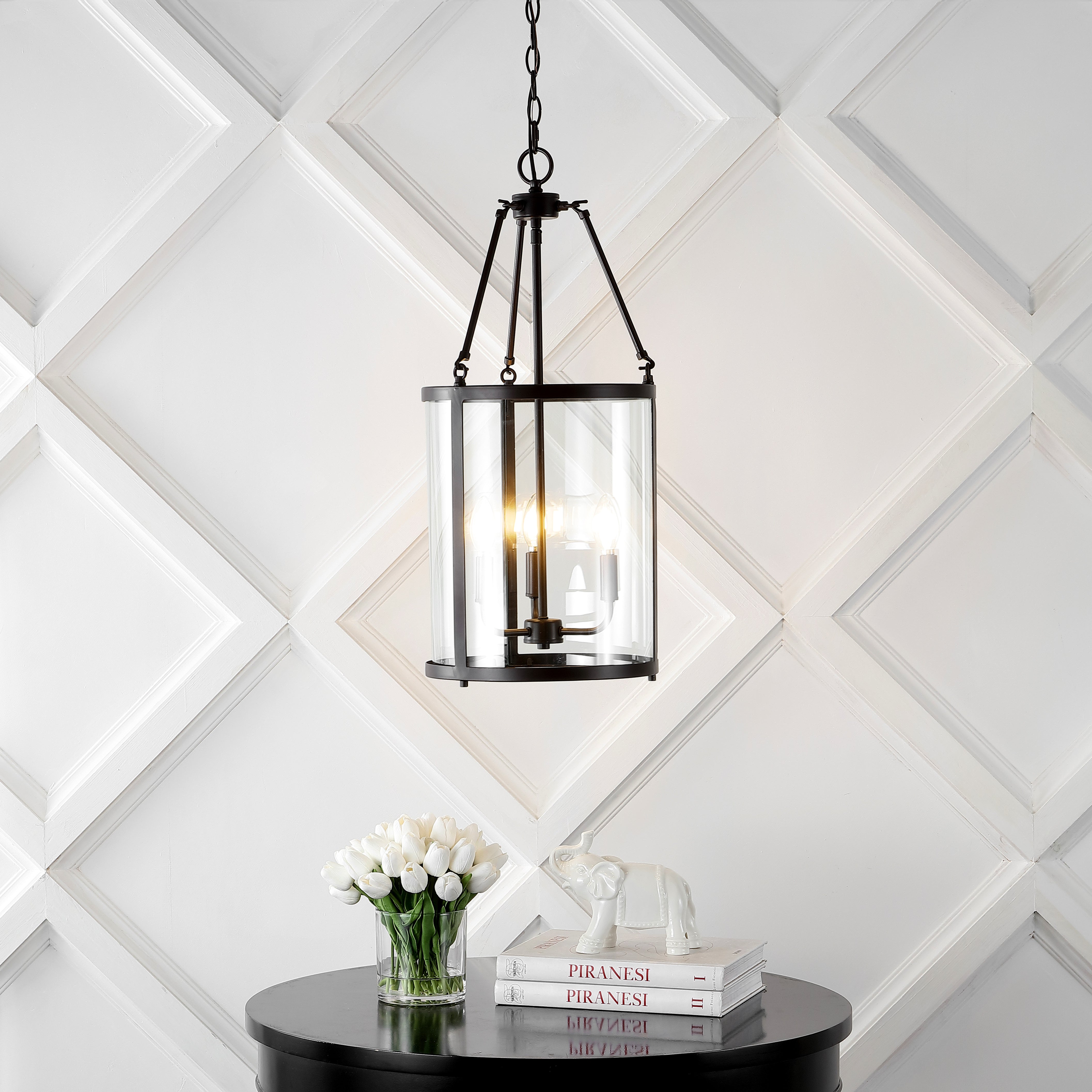 Kinsley 3-Light Industrial Farmhouse Iron/Glass LED Pendant