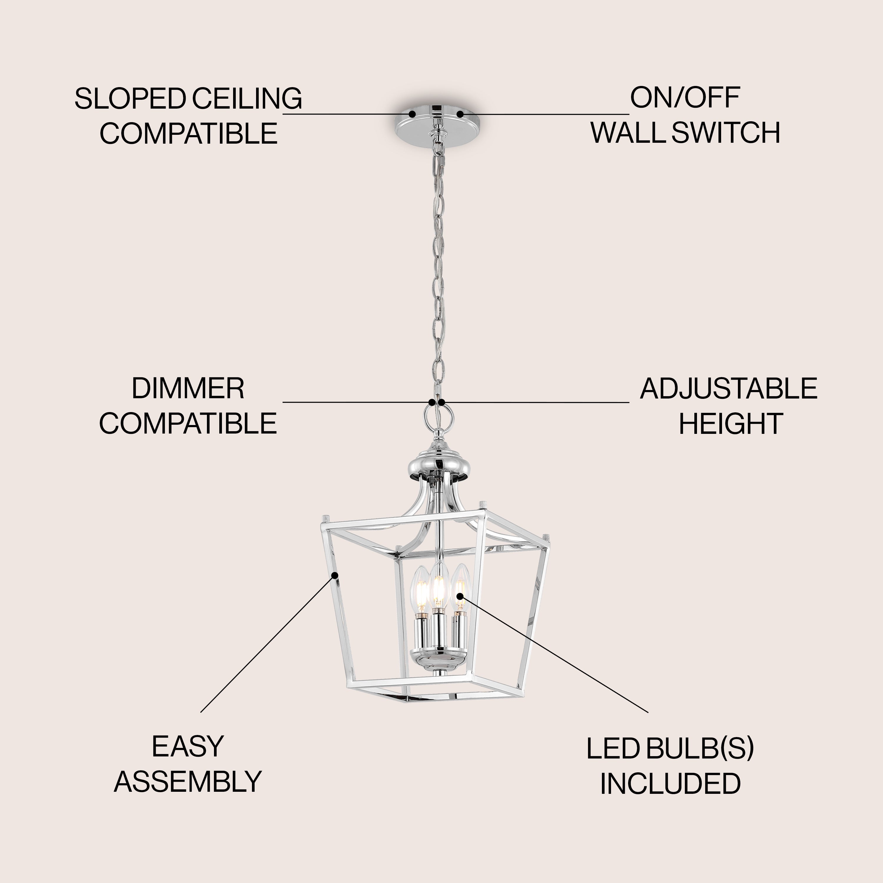 Camden 3-Light Iron Classic Midcentury Pendant Lantern