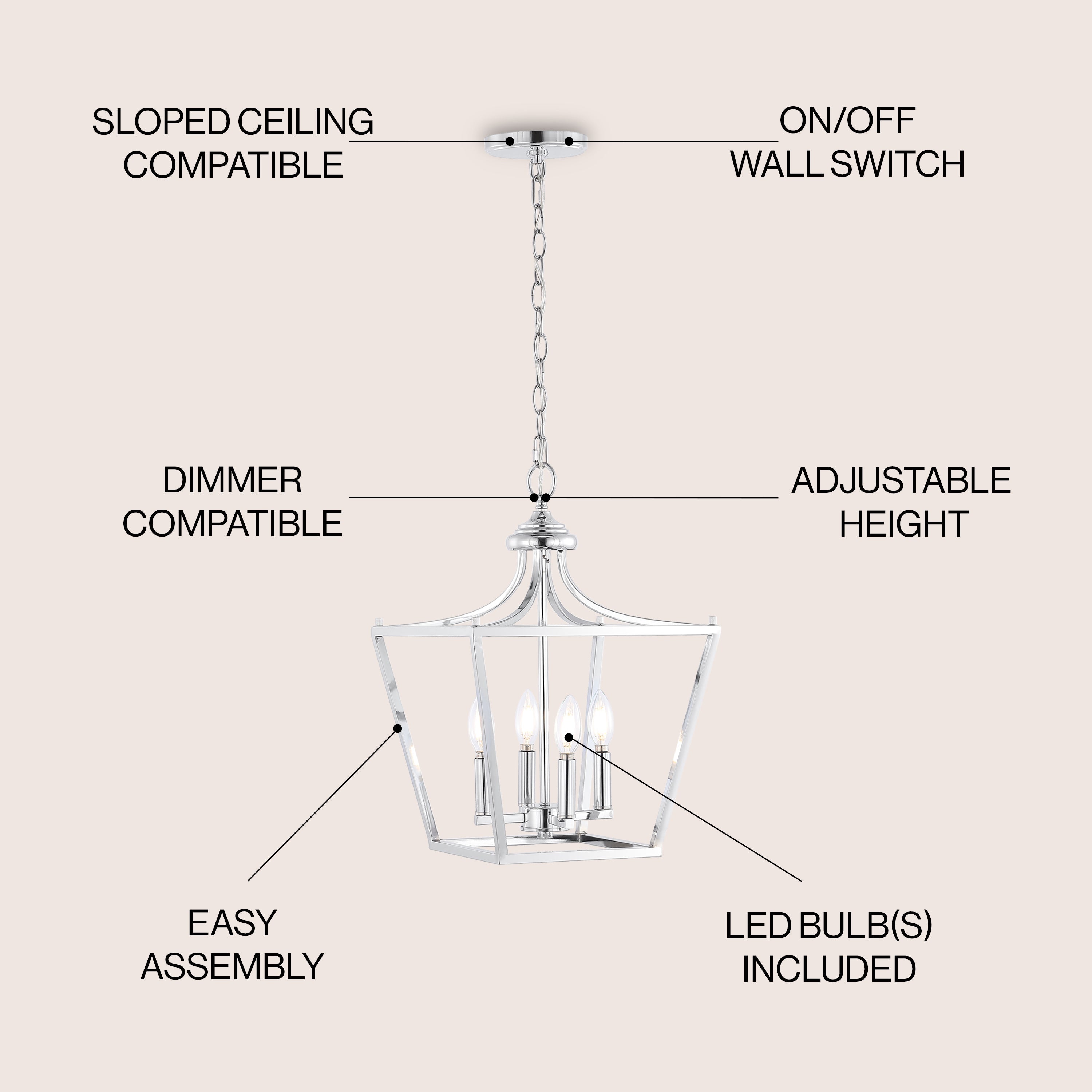Camden 4-Light Iron Classic Midcentury Pendant Lantern