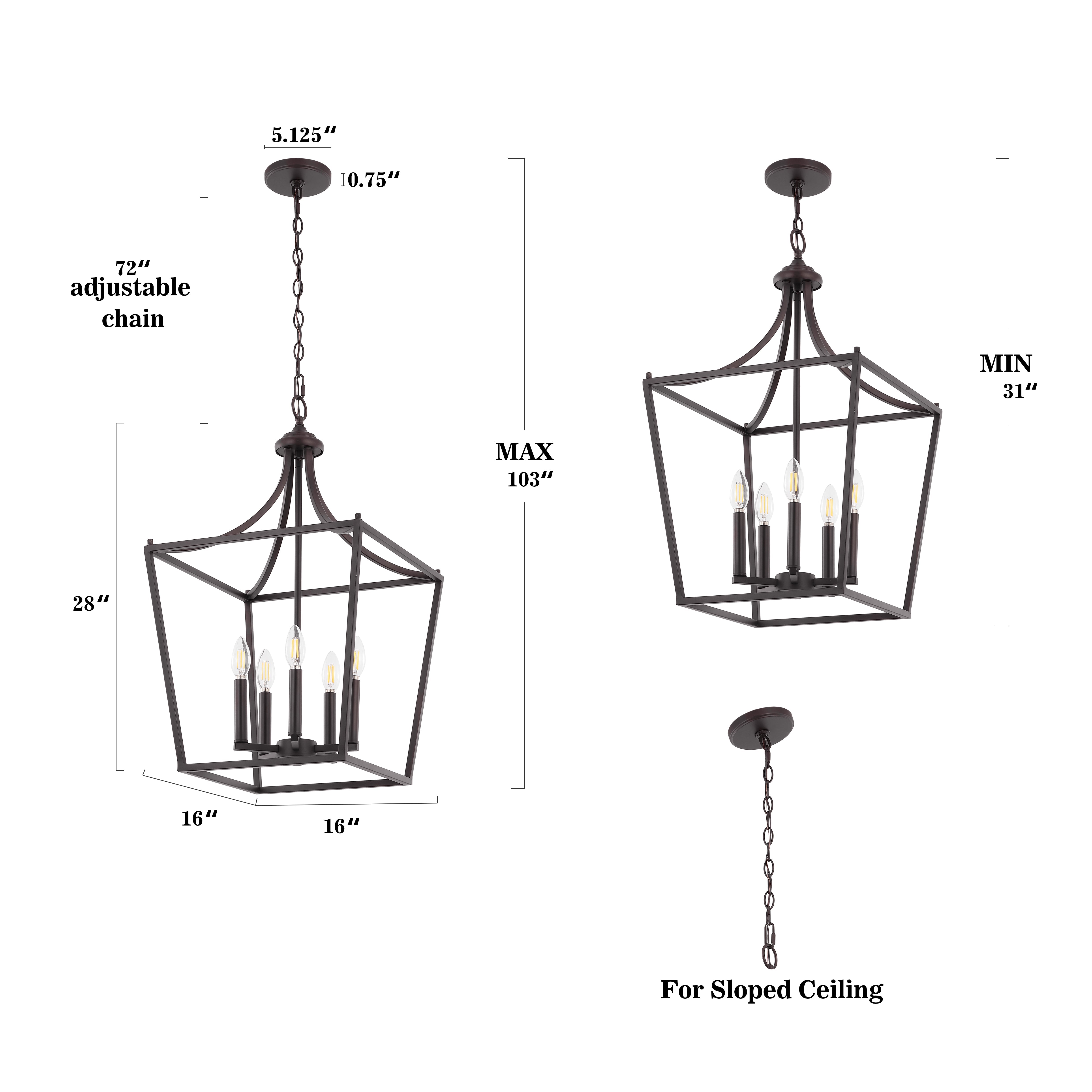 Camden 5-Light Iron Classic Midcentury Pendant Lantern