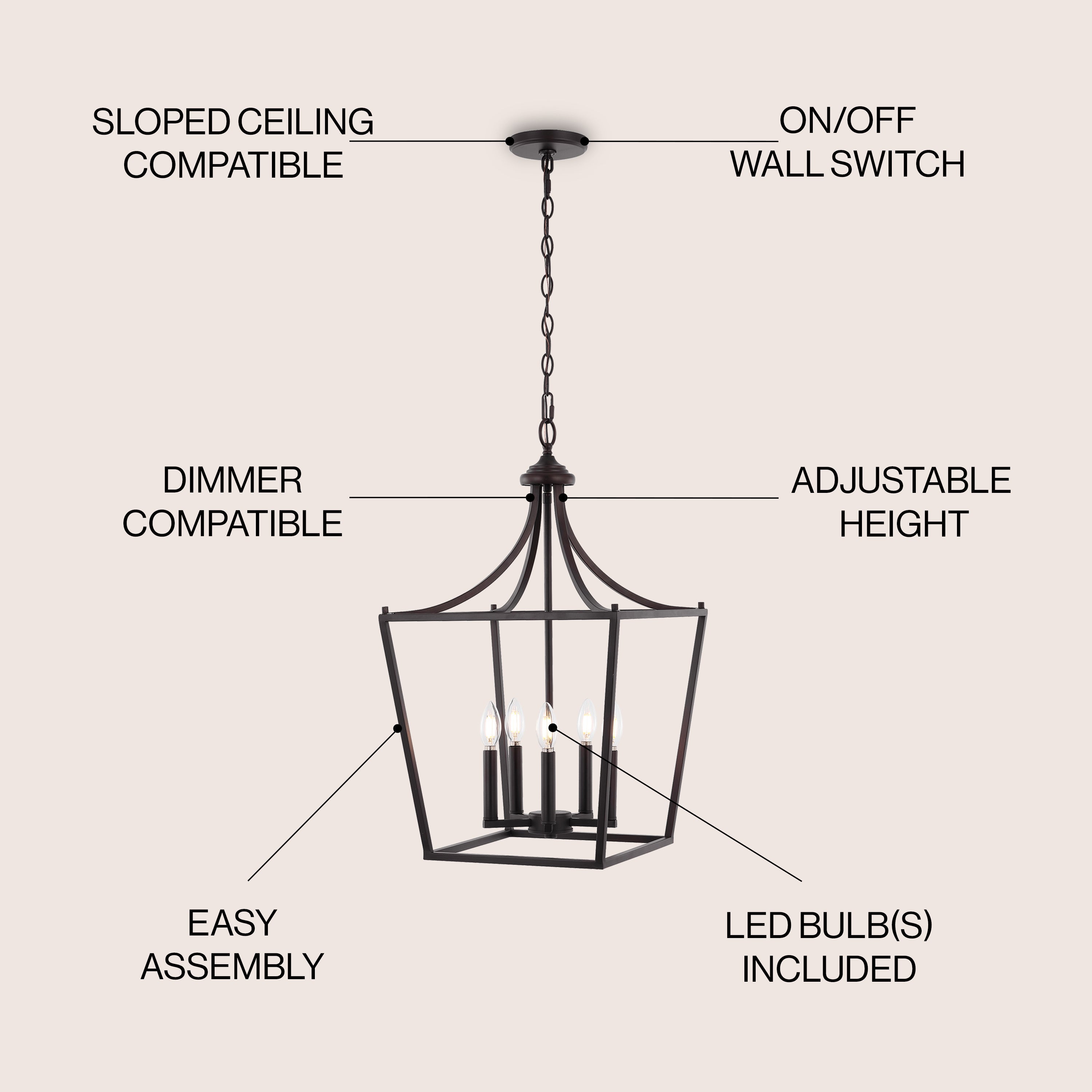 Camden 5-Light Iron Classic Midcentury Pendant Lantern