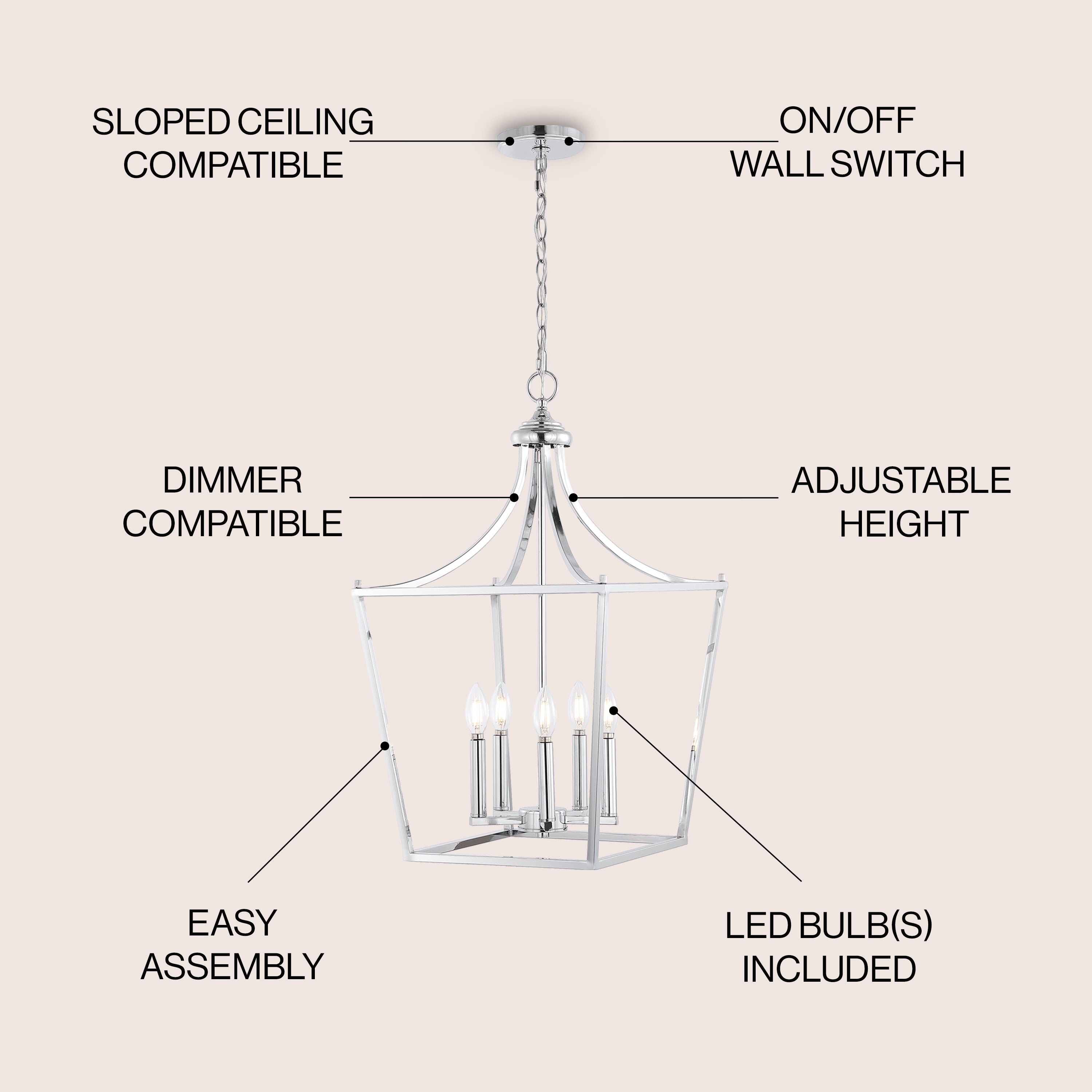 Camden 5-Light Iron Classic Midcentury Pendant Lantern