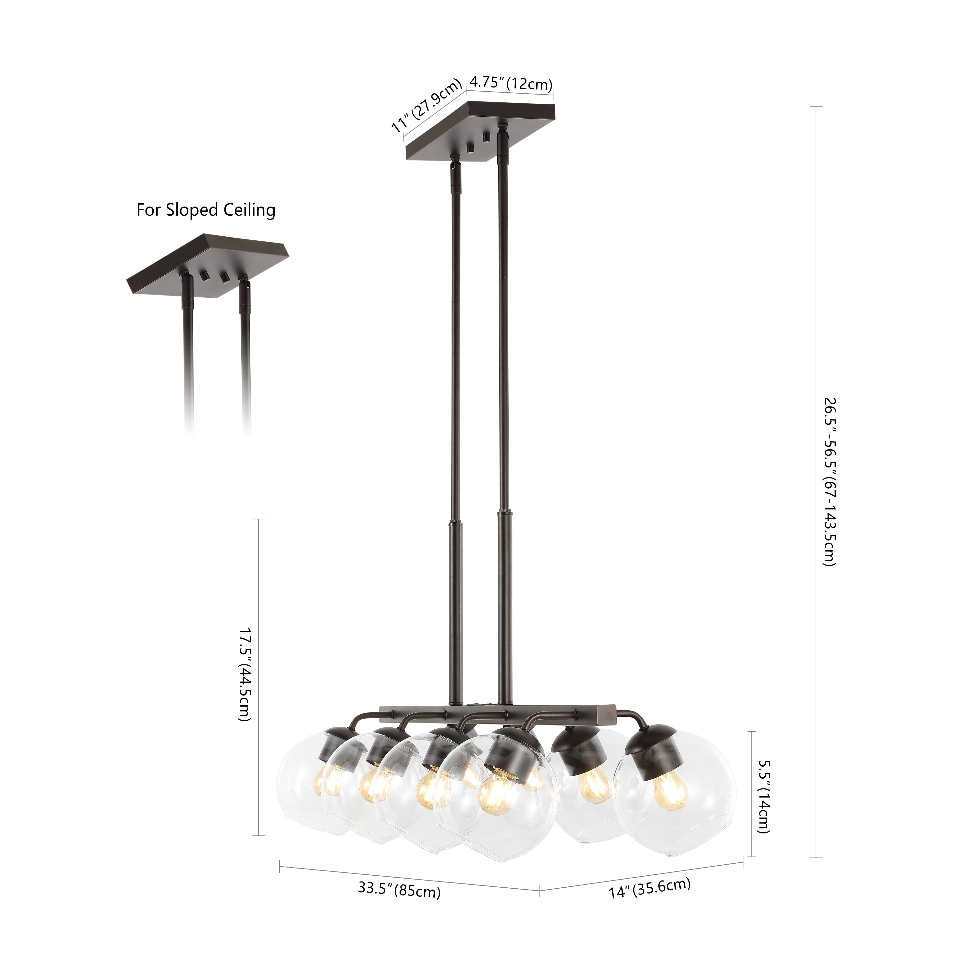 Julian 8-Light Farmhouse Bohemian Iron/Glass Linear LED Pendant