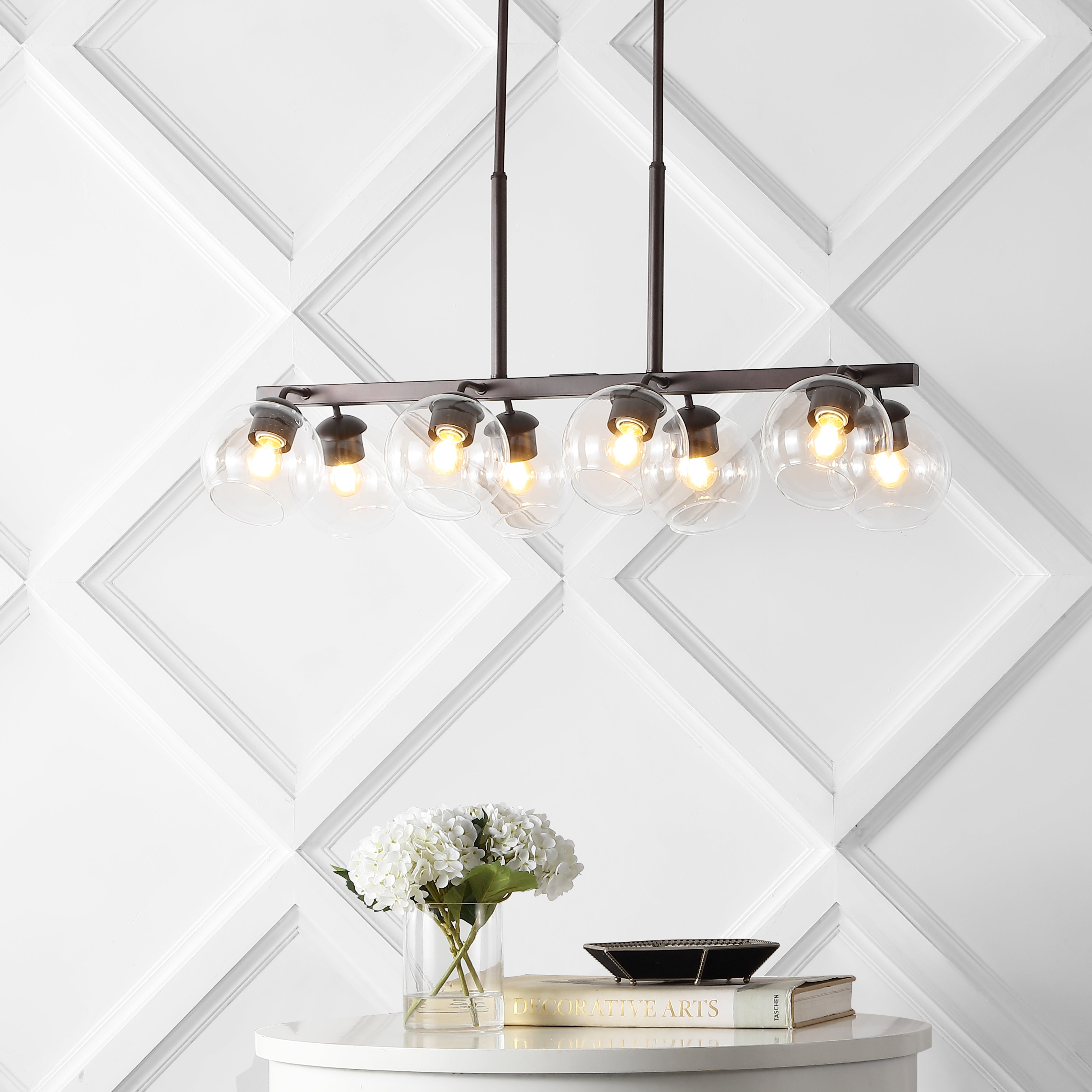 Julian 8-Light Farmhouse Bohemian Iron/Glass Linear LED Pendant