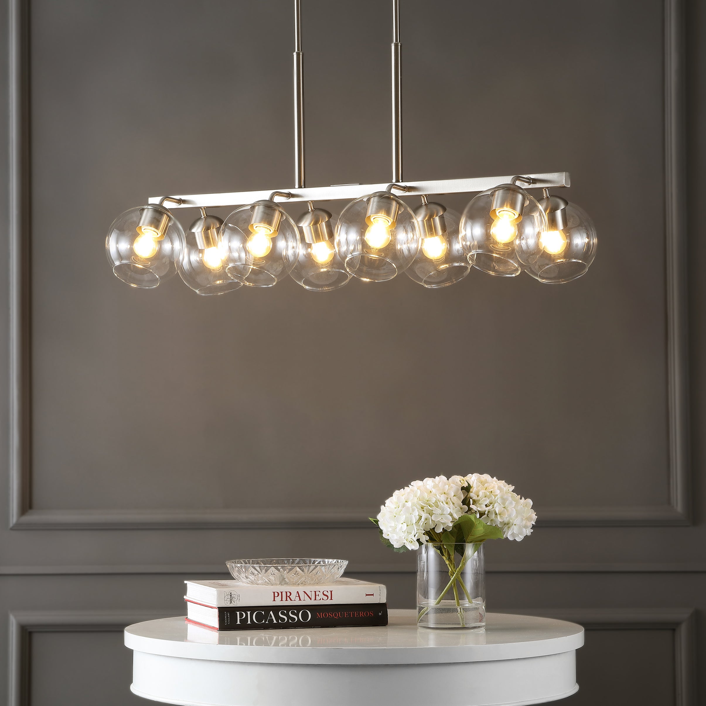 Julian 8-Light Farmhouse Bohemian Iron/Glass Linear LED Pendant