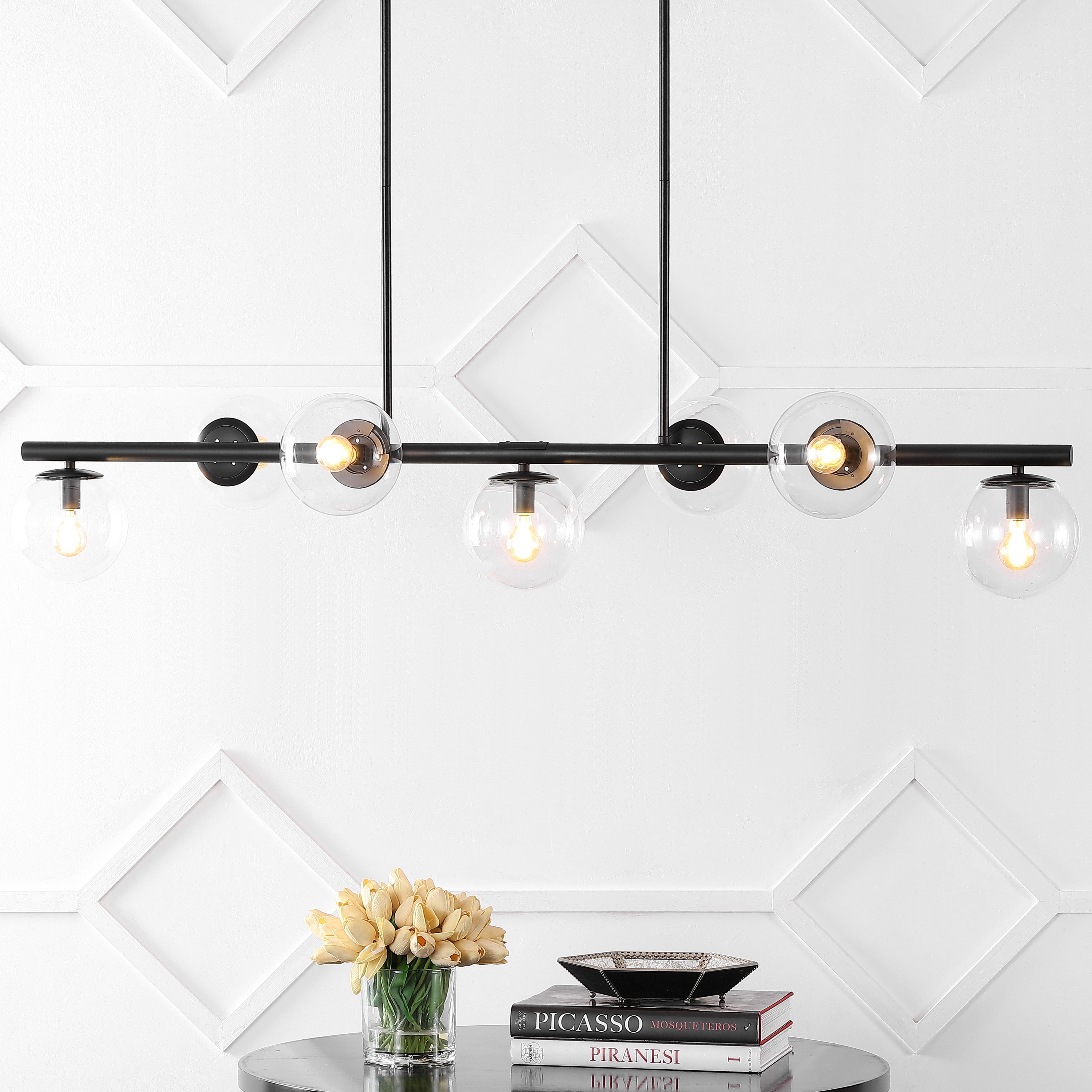 Luca 7-Light Modern Glam Iron Globe Linear LED Pendant