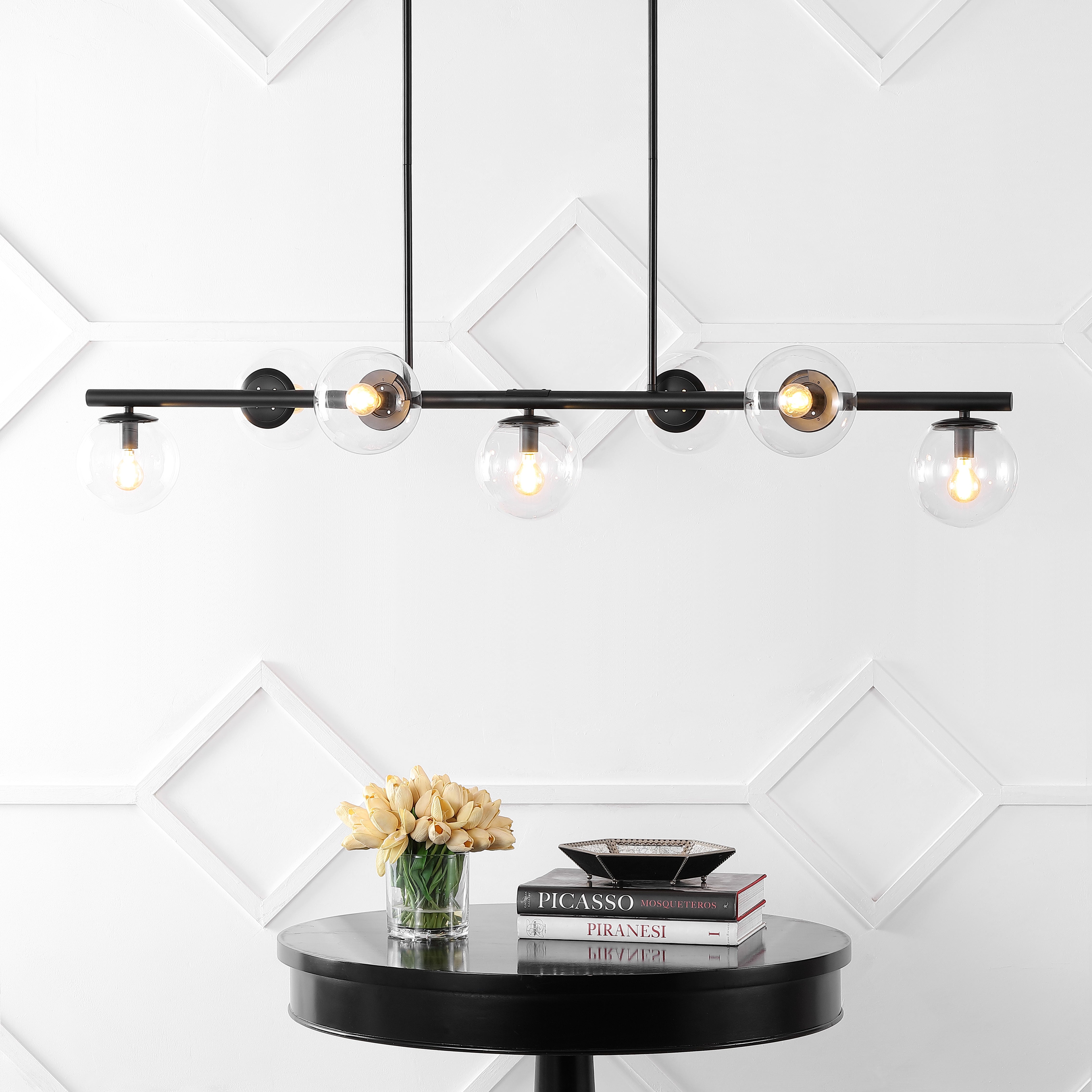 Luca 7-Light Modern Glam Iron Globe Linear LED Pendant