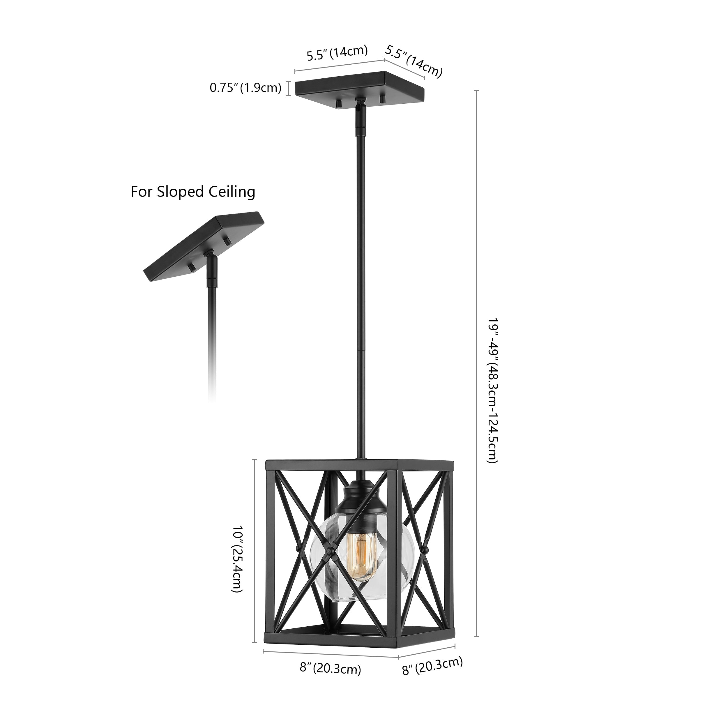 Amara 1-Light Industrial Farmhouse Iron/Glass LED Pendant