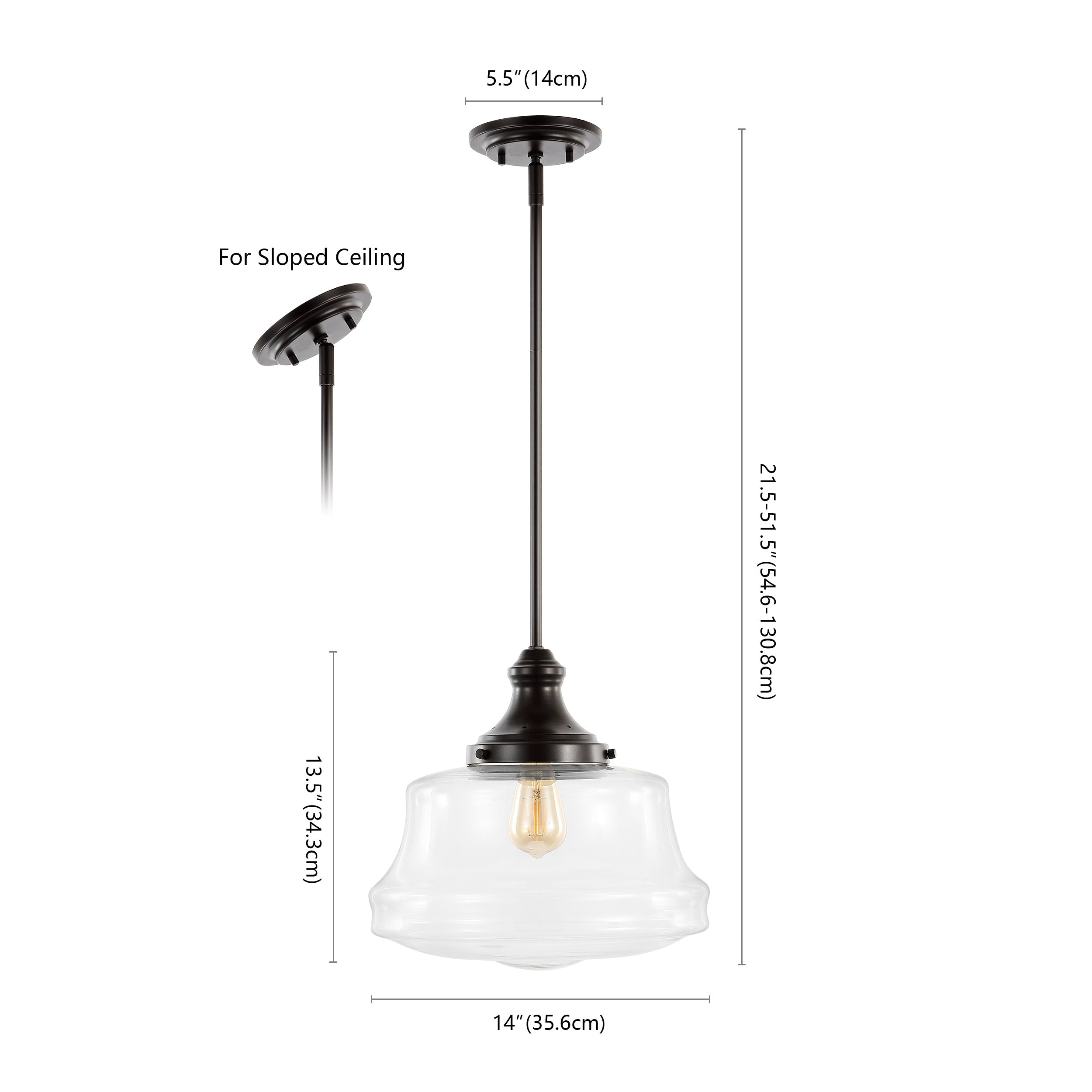 Schoolhouse 1-Light Bohemian Farmhouse Iron/Glass LED Pendant