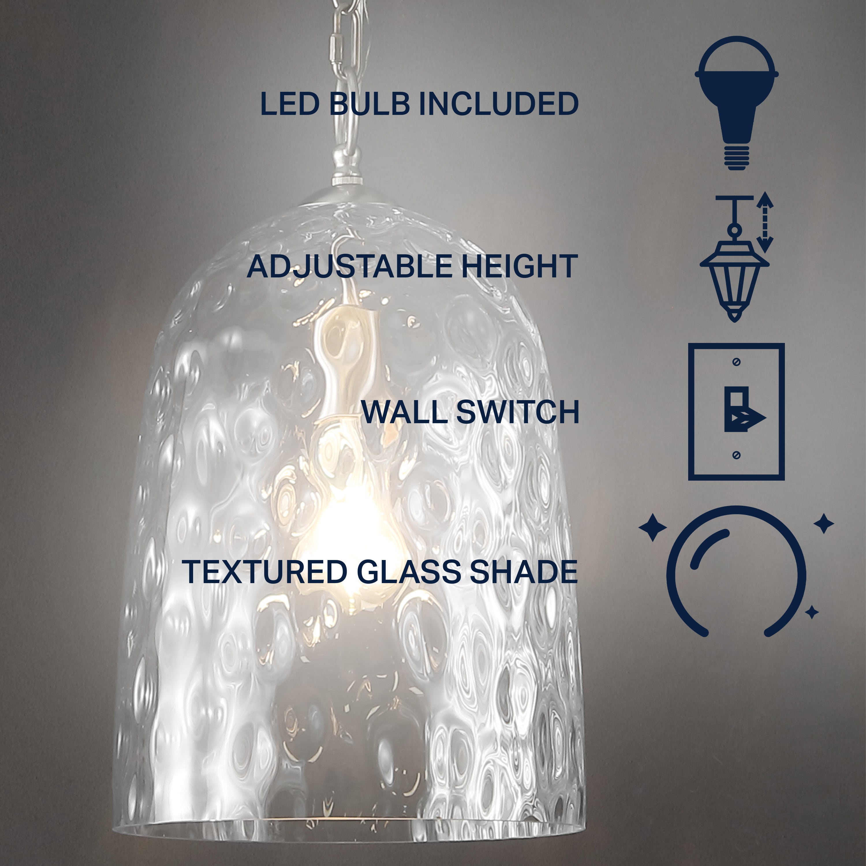 Matilda 1-Light Industrial Designer Iron/Dimple Glass Dome LED Pendant
