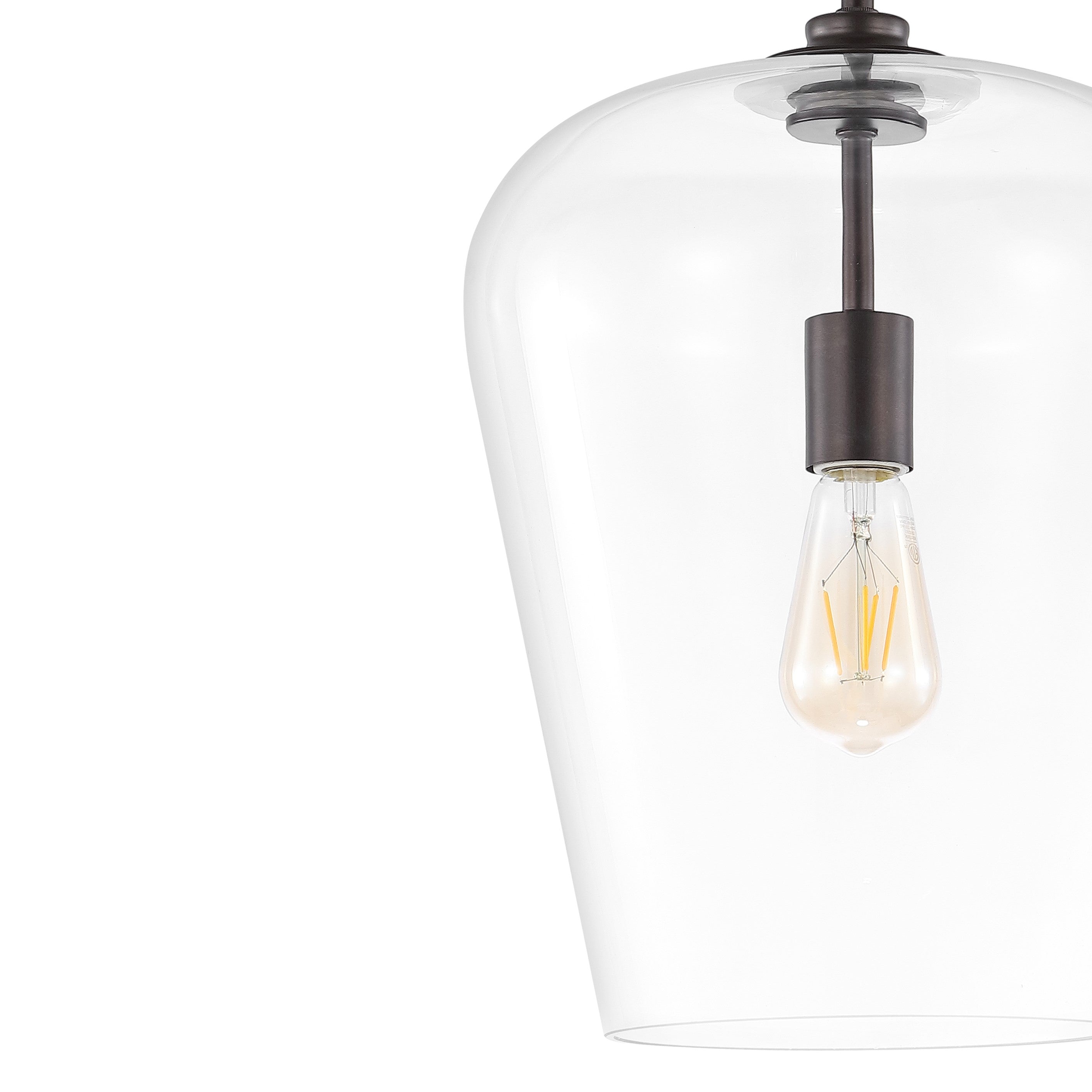 Hayes 1-Light Industrial Farmhouse Iron/Glass LED Pendant