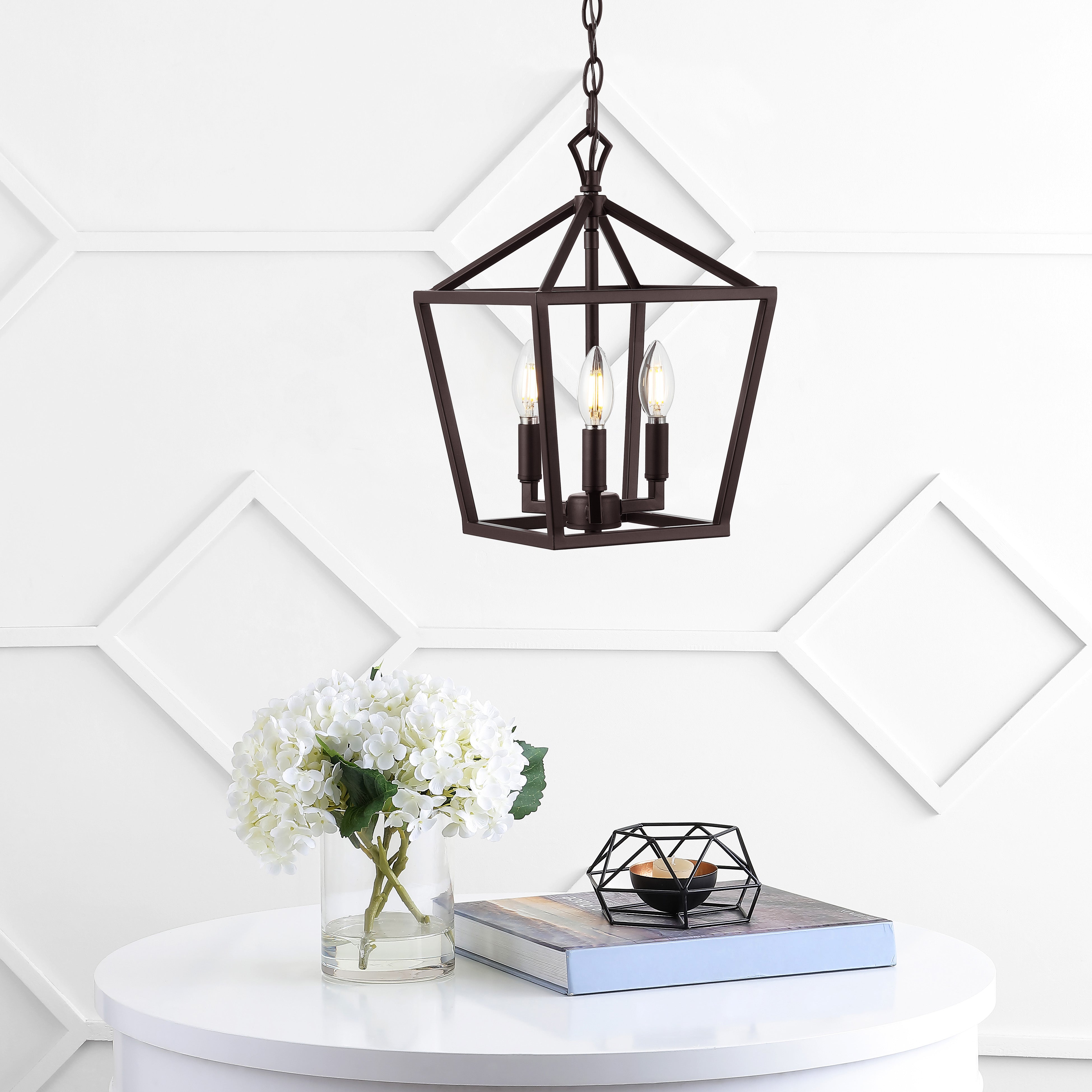 Ojai 3-Light Iron Classic Modern Pagoda LED Pendant Lantern