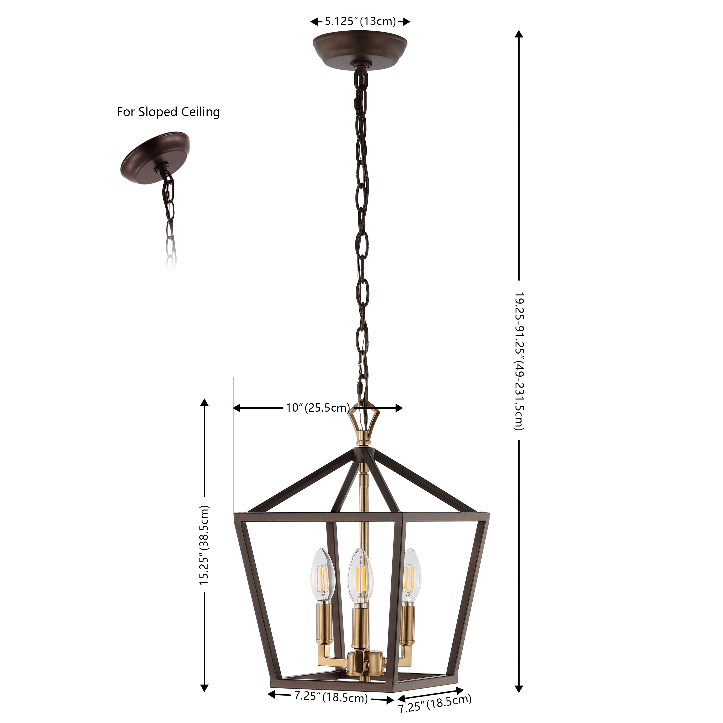 Ojai 3-Light Iron Classic Modern Pagoda LED Pendant Lantern