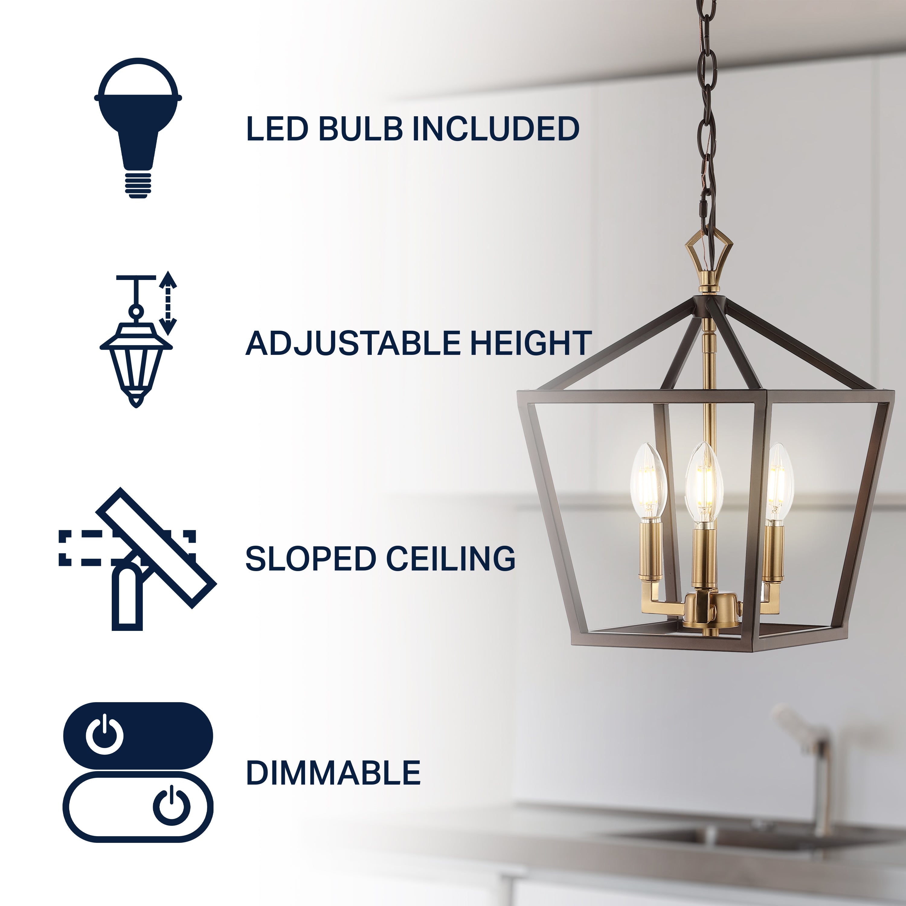 Ojai 3-Light Iron Classic Modern Pagoda LED Pendant Lantern