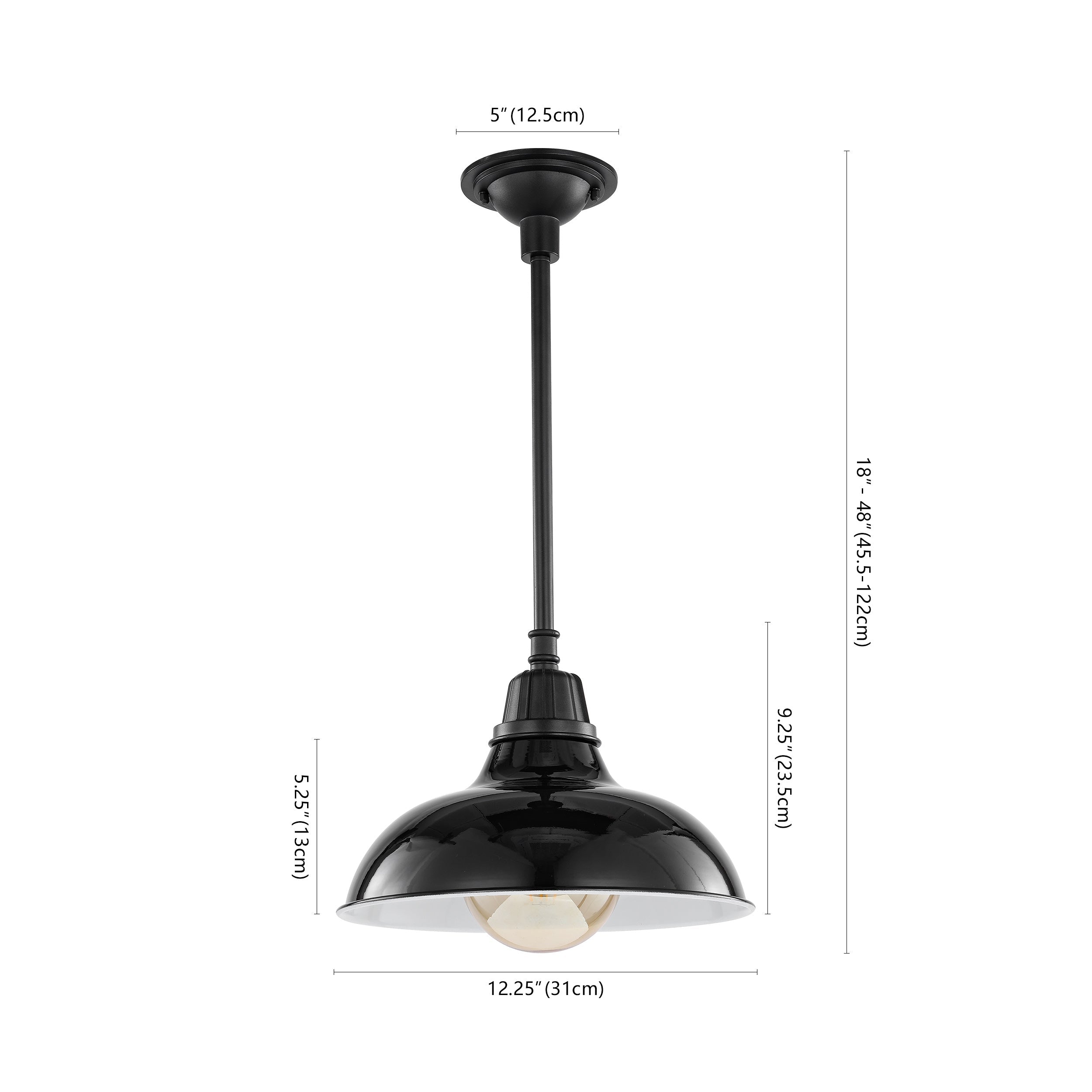 Jasper 1-Light Farmhouse Industrial Indoor/Outdoor Iron LED Pendant