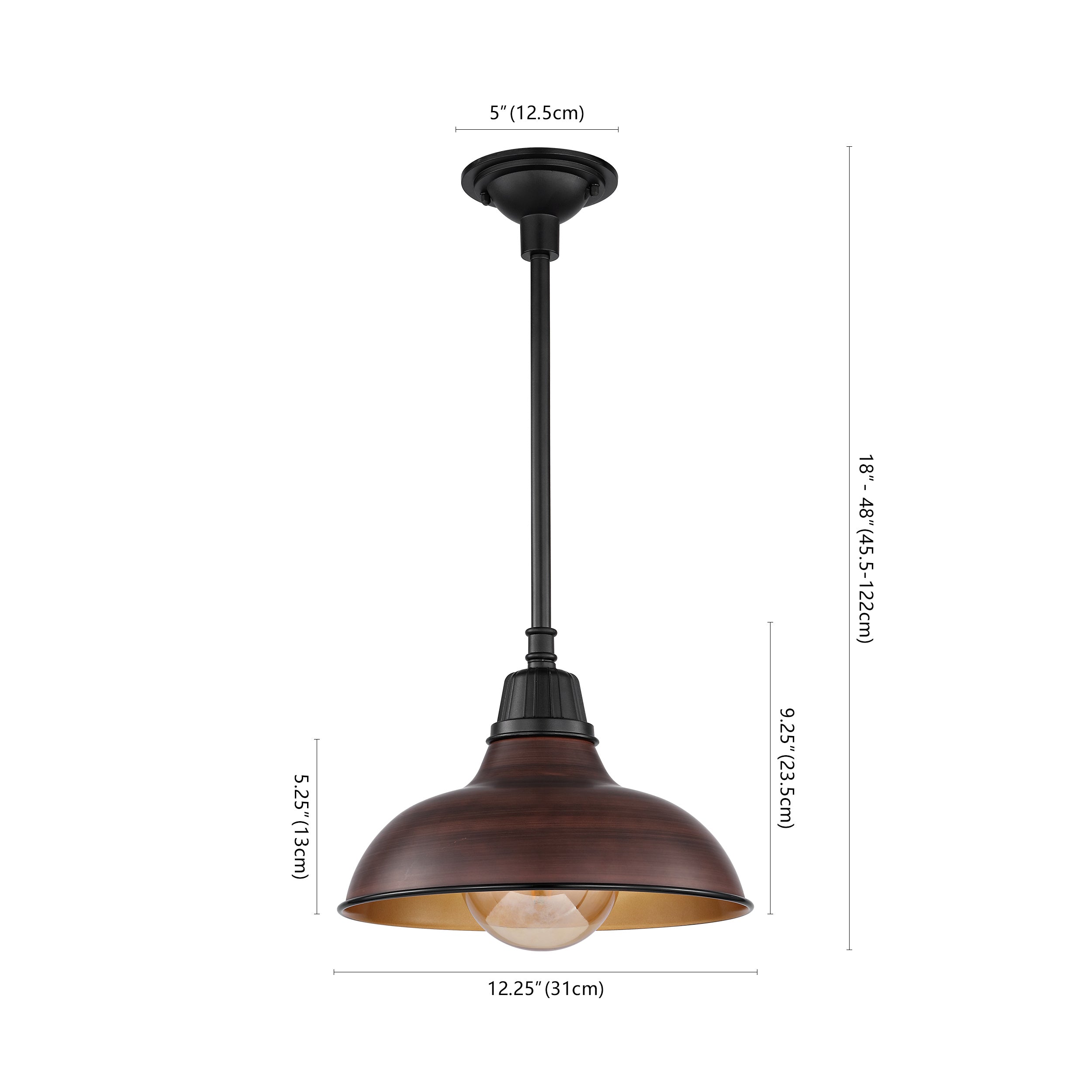 Jasper 1-Light Farmhouse Industrial Indoor/Outdoor Iron LED Pendant