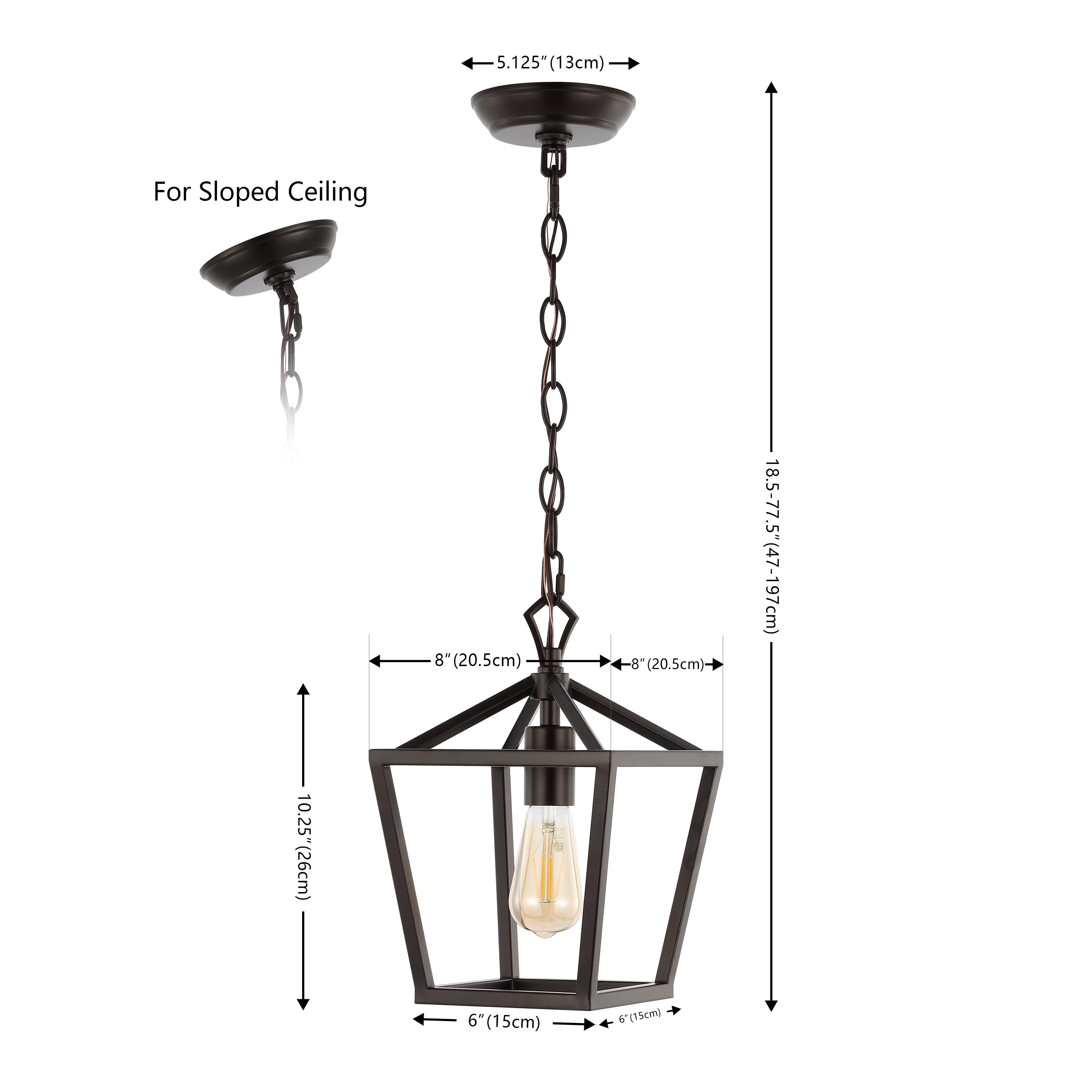 Oslin 1-Light Vintage Farmhouse Iron Chain Pagoda LED Pendant Lantern
