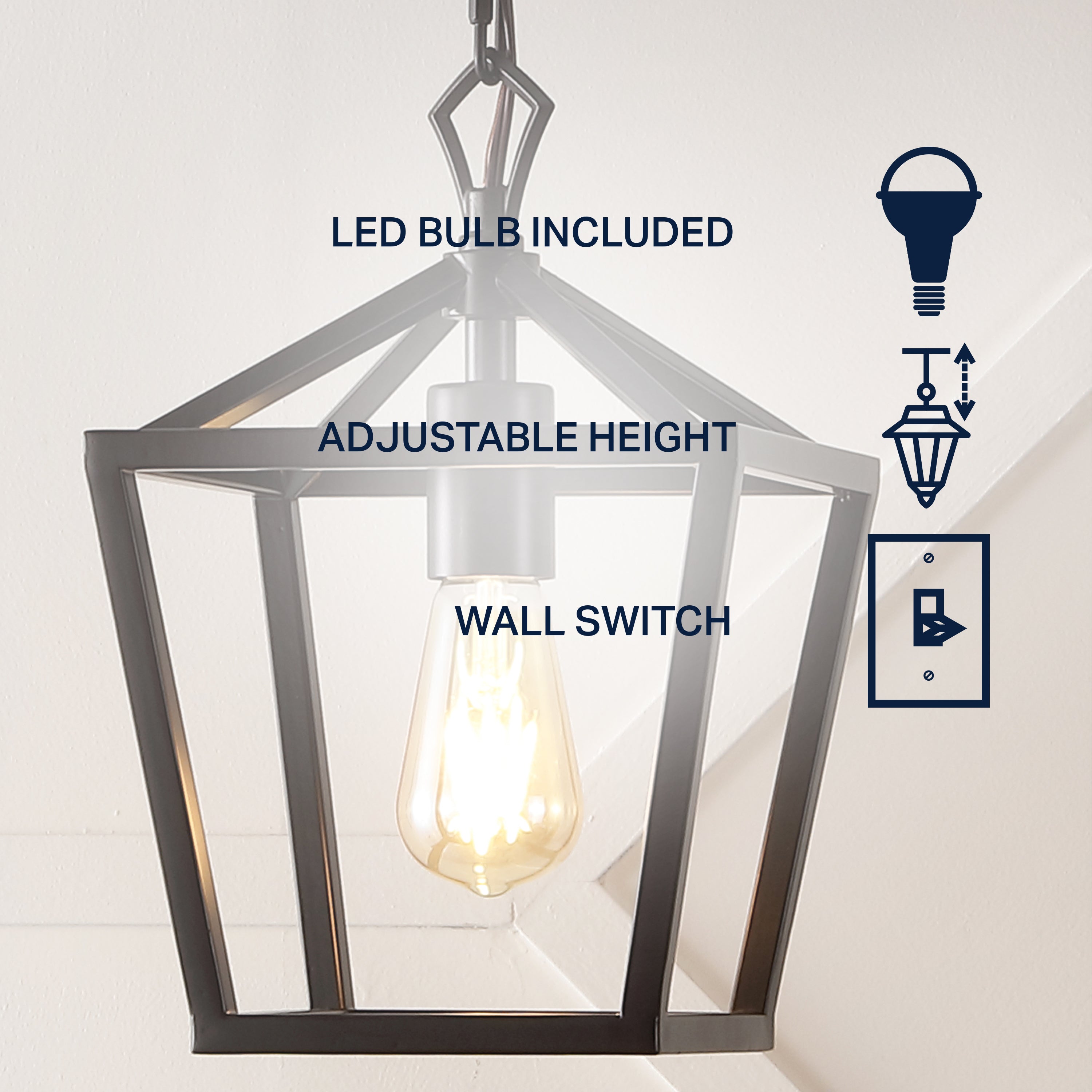 Oslin 1-Light Vintage Farmhouse Iron Chain Pagoda LED Pendant Lantern