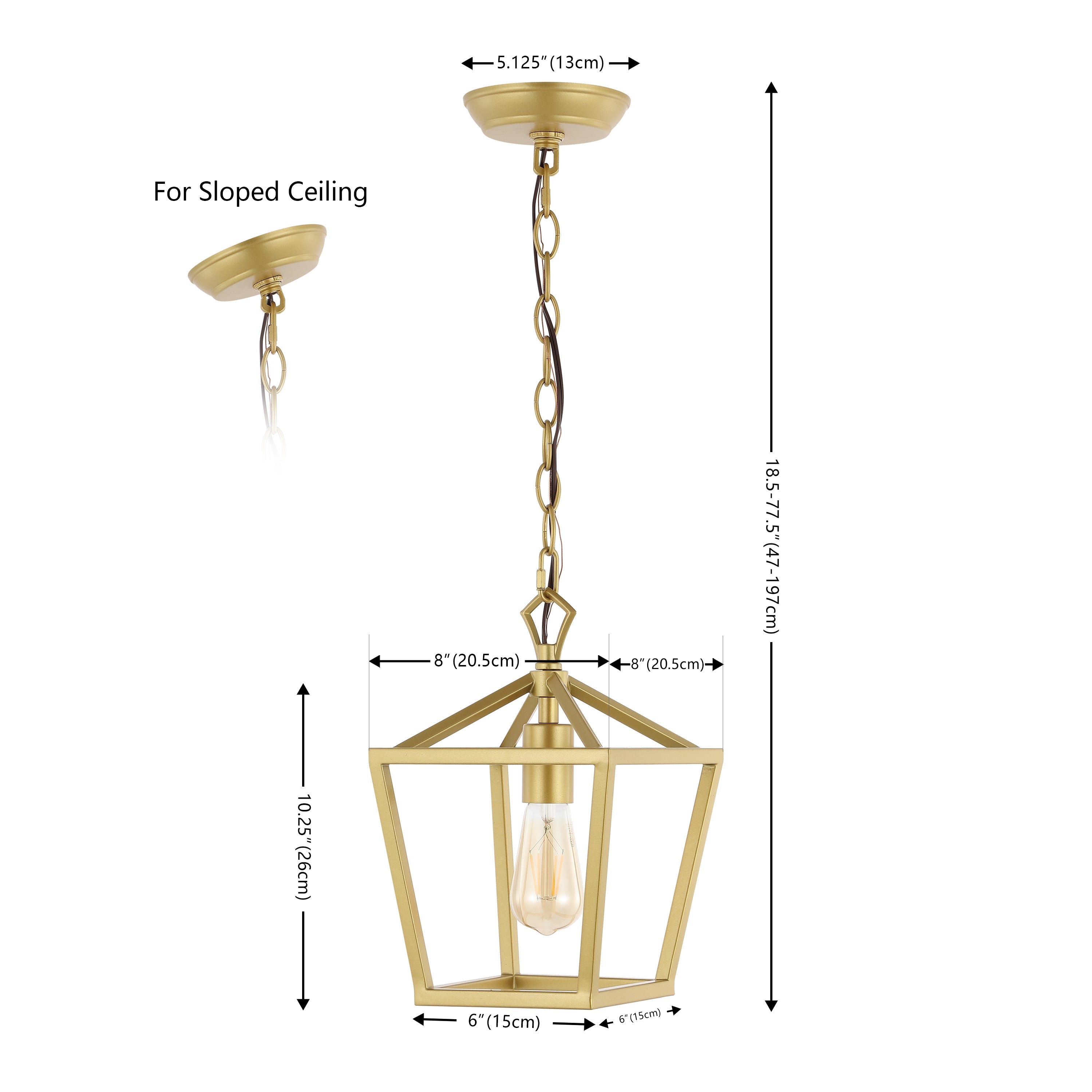 Oslin 1-Light Vintage Farmhouse Iron Chain Pagoda LED Pendant Lantern