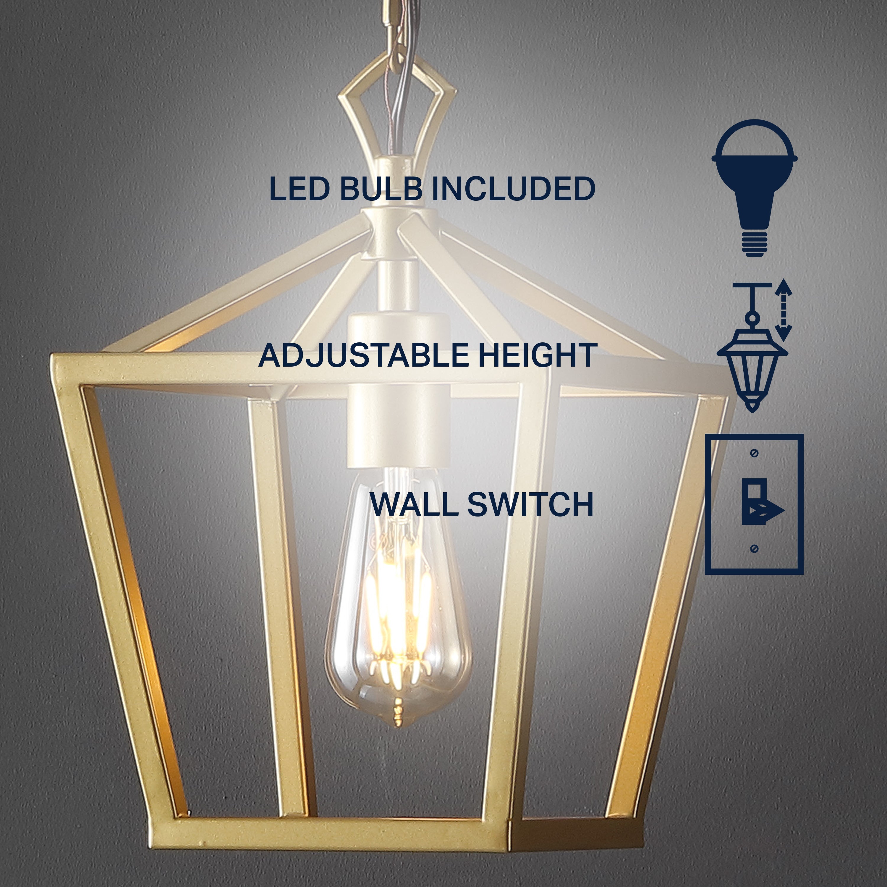 Oslin 1-Light Vintage Farmhouse Iron Chain Pagoda LED Pendant Lantern