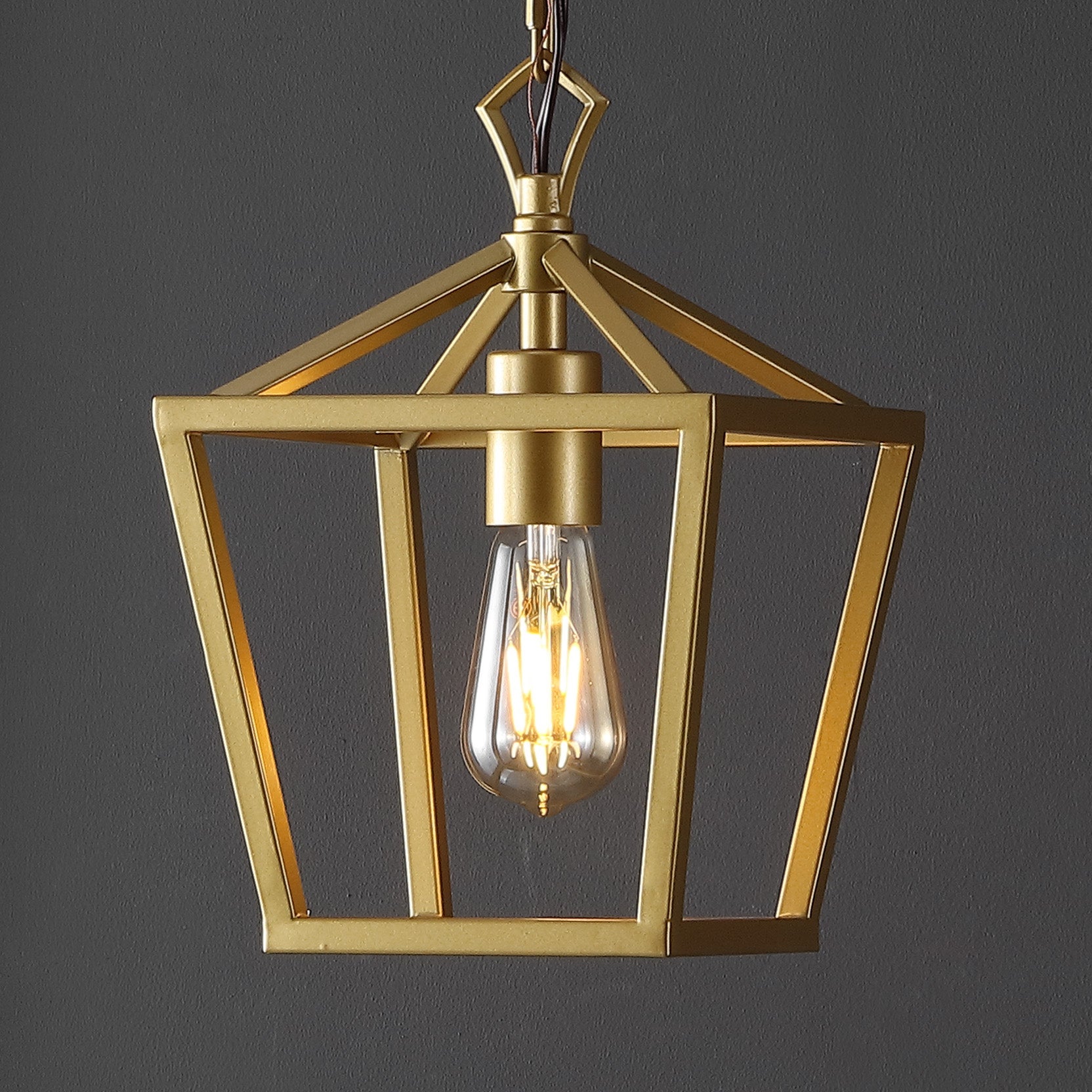 Oslin 1-Light Vintage Farmhouse Iron Chain Pagoda LED Pendant Lantern