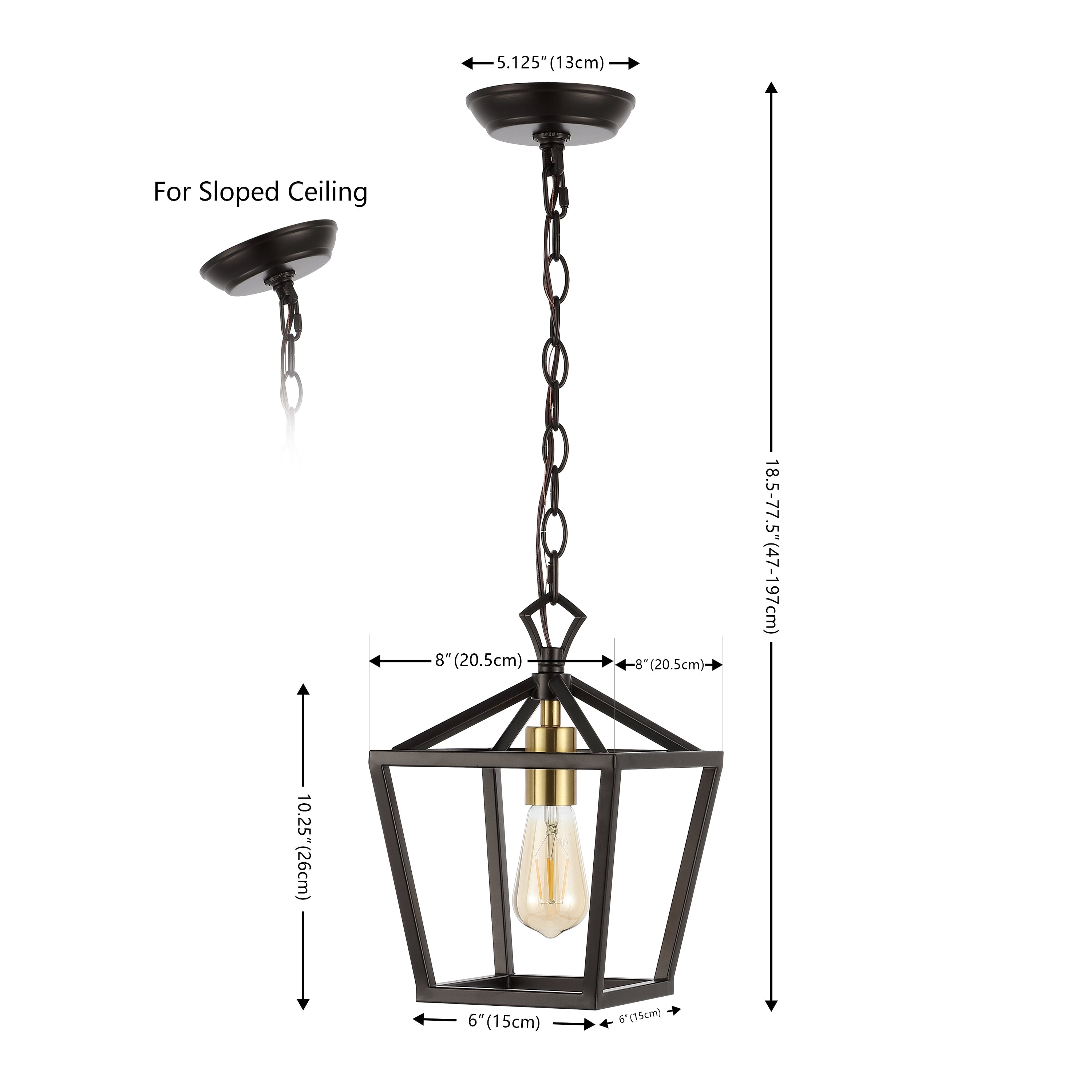 Oslin 1-Light Vintage Farmhouse Iron Chain Pagoda LED Pendant Lantern