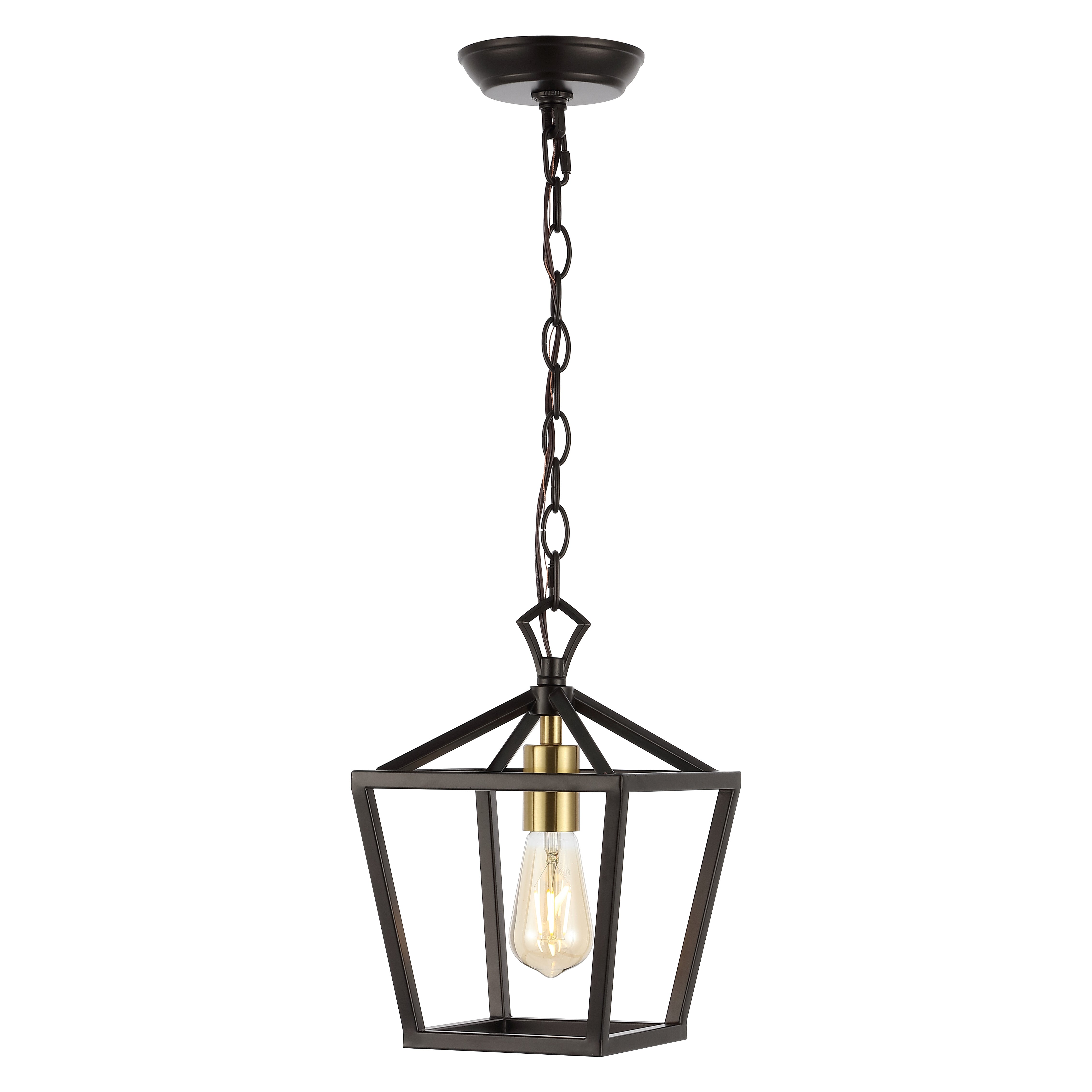 Oslin 1-Light Vintage Farmhouse Iron Chain Pagoda LED Pendant Lantern