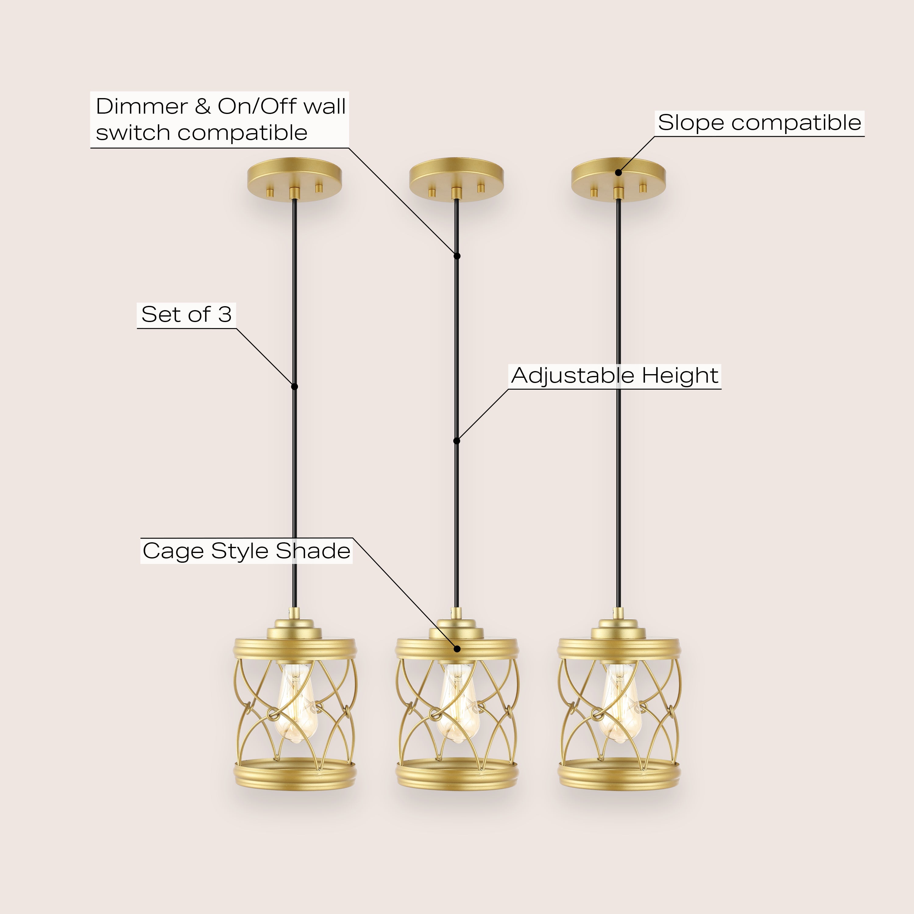 Marelle 1-Light Farmhouse Industrial Iron Filigree Caged Jar LED Pendant