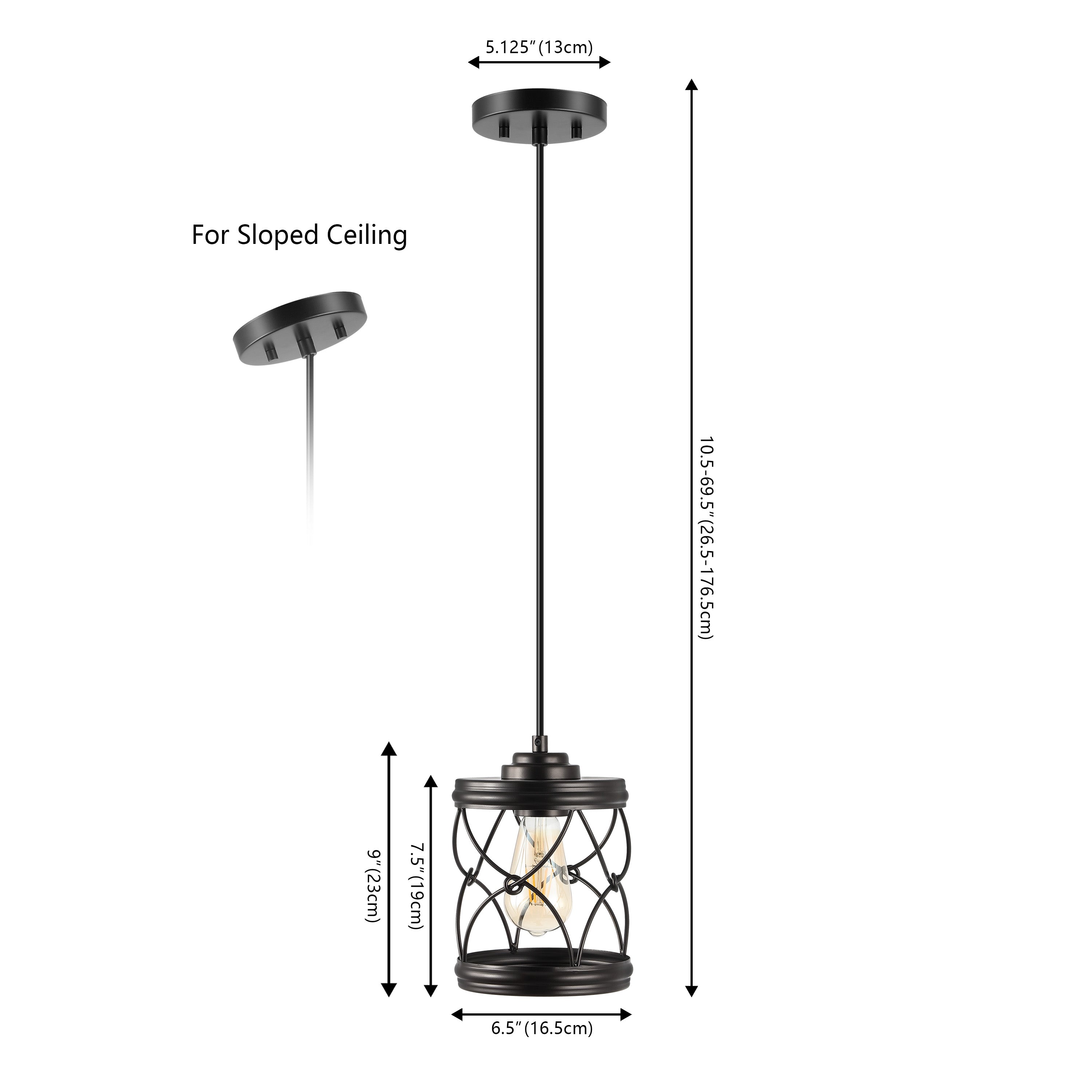 Marelle 1-Light Farmhouse Industrial Iron Filigree Caged Jar LED Pendant