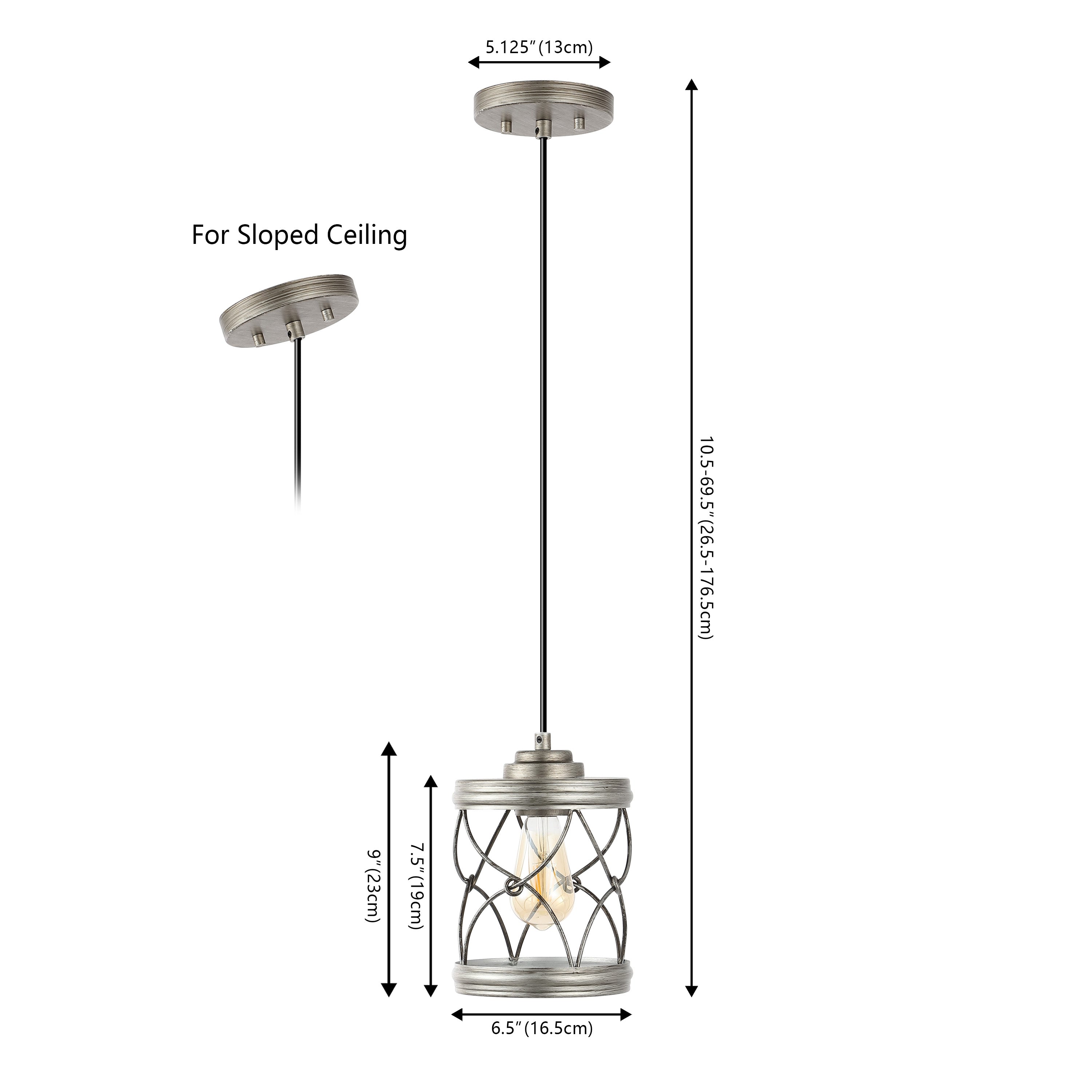 Marelle 1-Light Farmhouse Industrial Iron Filigree Caged Jar LED Pendant