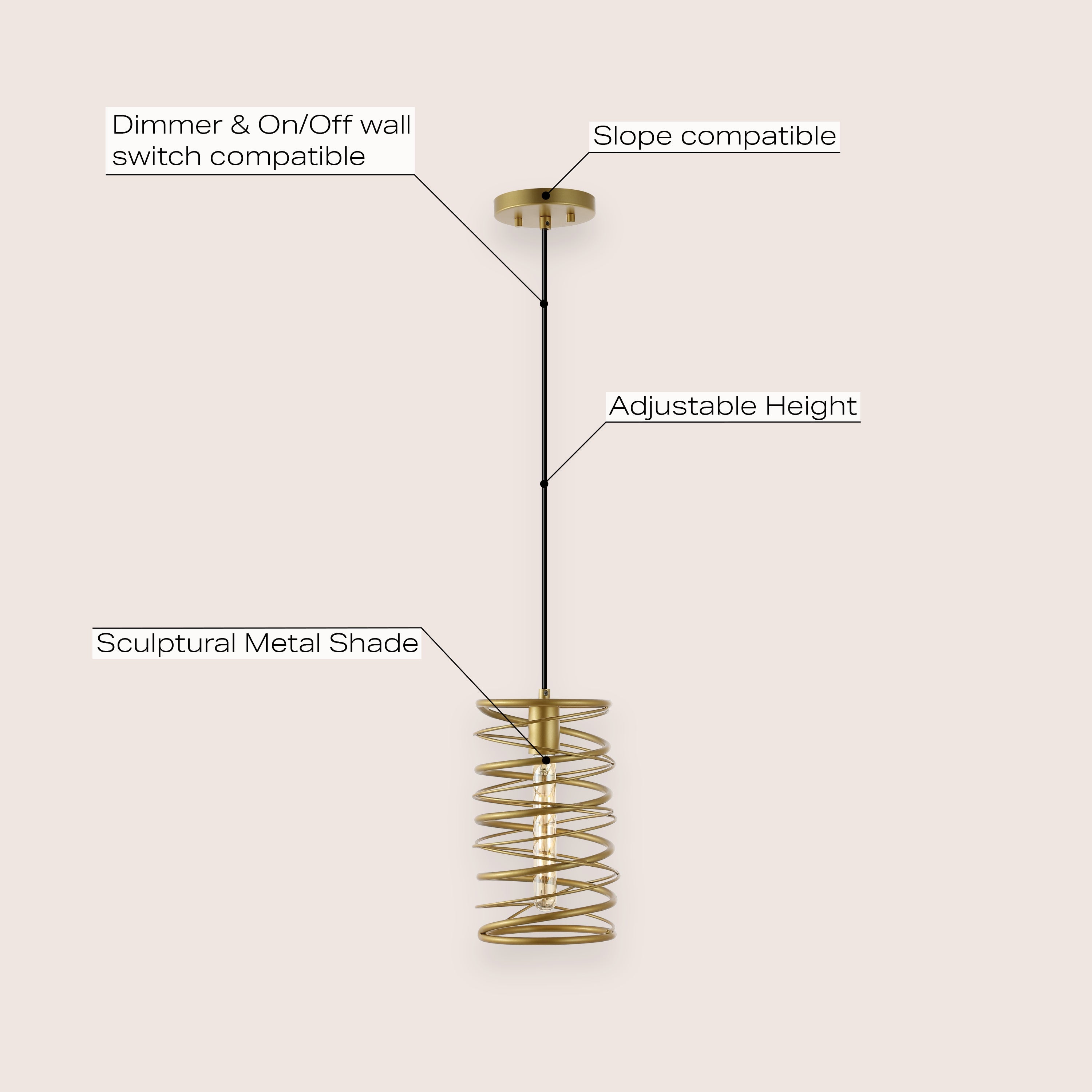 Helisa 1-Light Modern Contemporary Iron Spiral LED Pendant